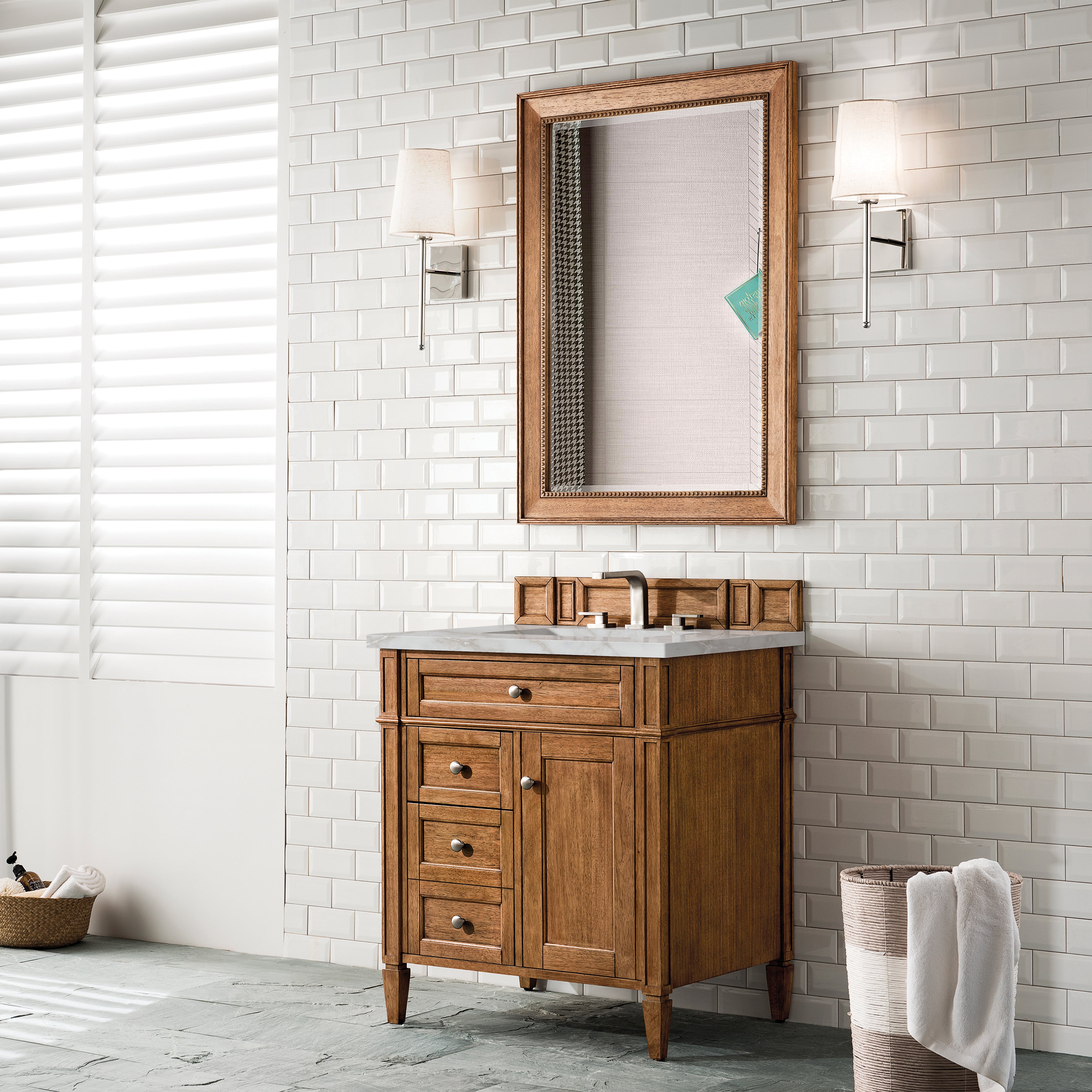 James Martin Brittany 30" Single Vanity in Saddle Brown with 3cm Countertop