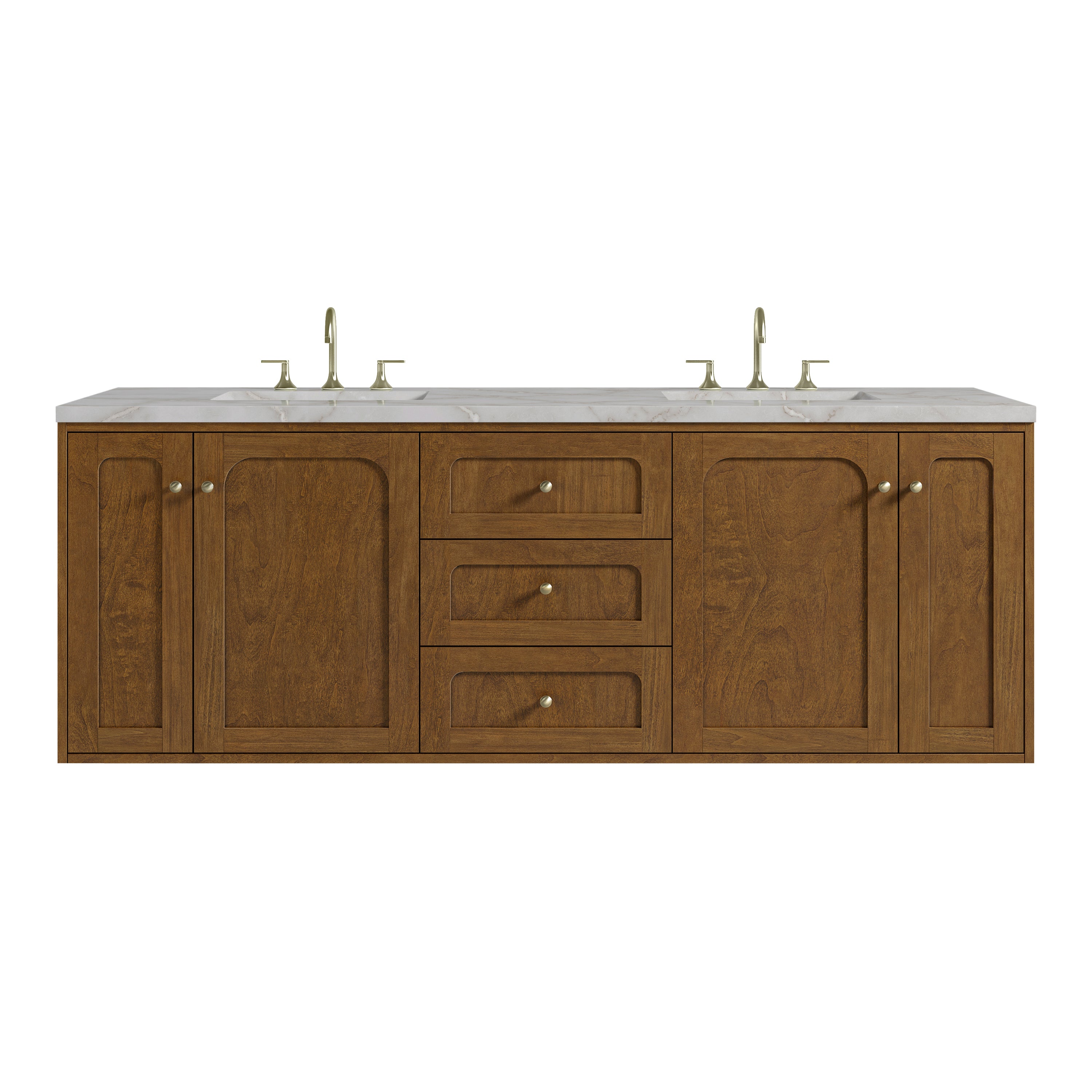 James Martin Laurent 72" Double Vanity in Honey Oak with 3cm Countertop and FreePower Wireless Charger