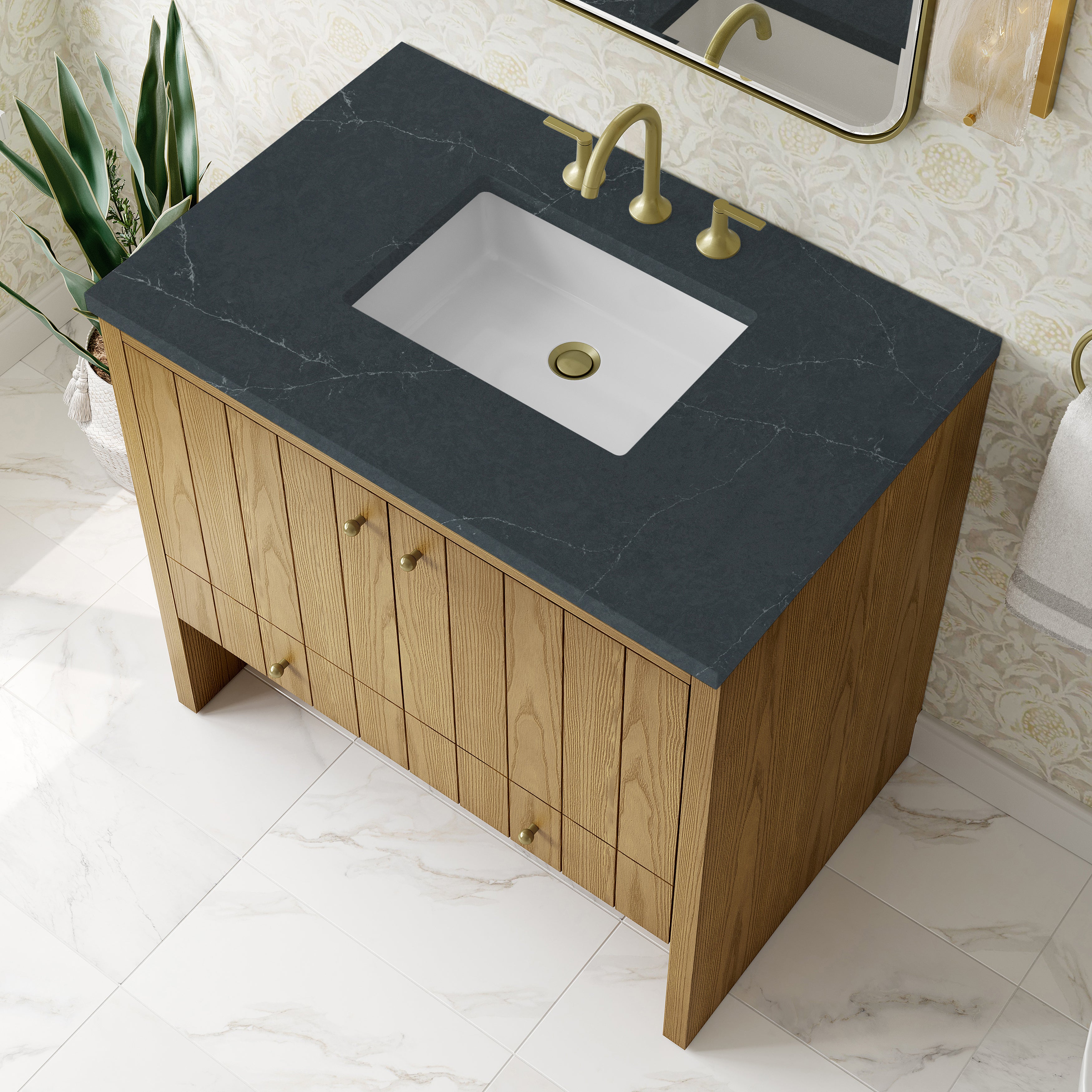 James Martin Hudson 36" Single Vanity in Light Natural Oak with 3cm Countertop