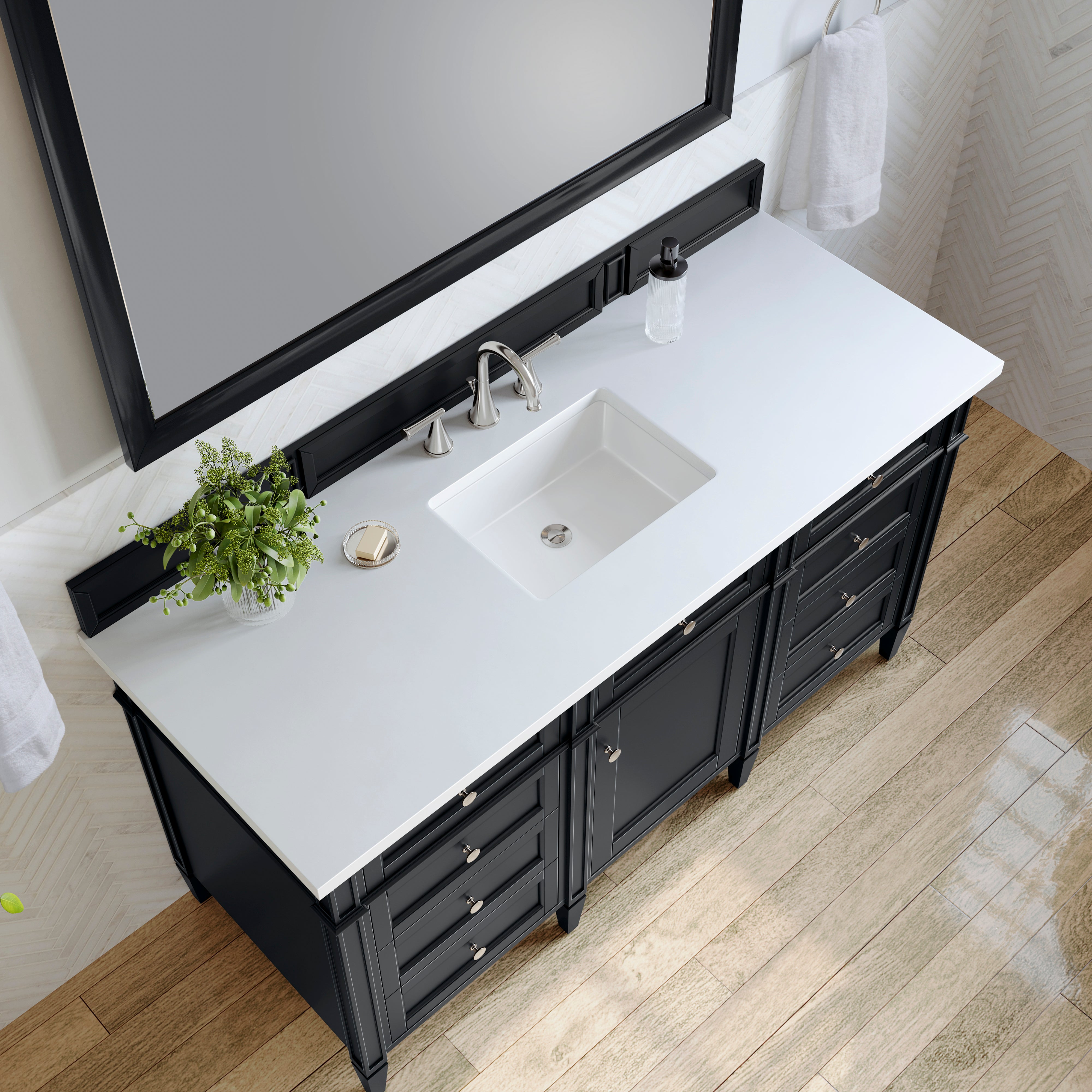 James Martin Brittany 60" Single Vanity in Black Onyx with 3cm Countertop