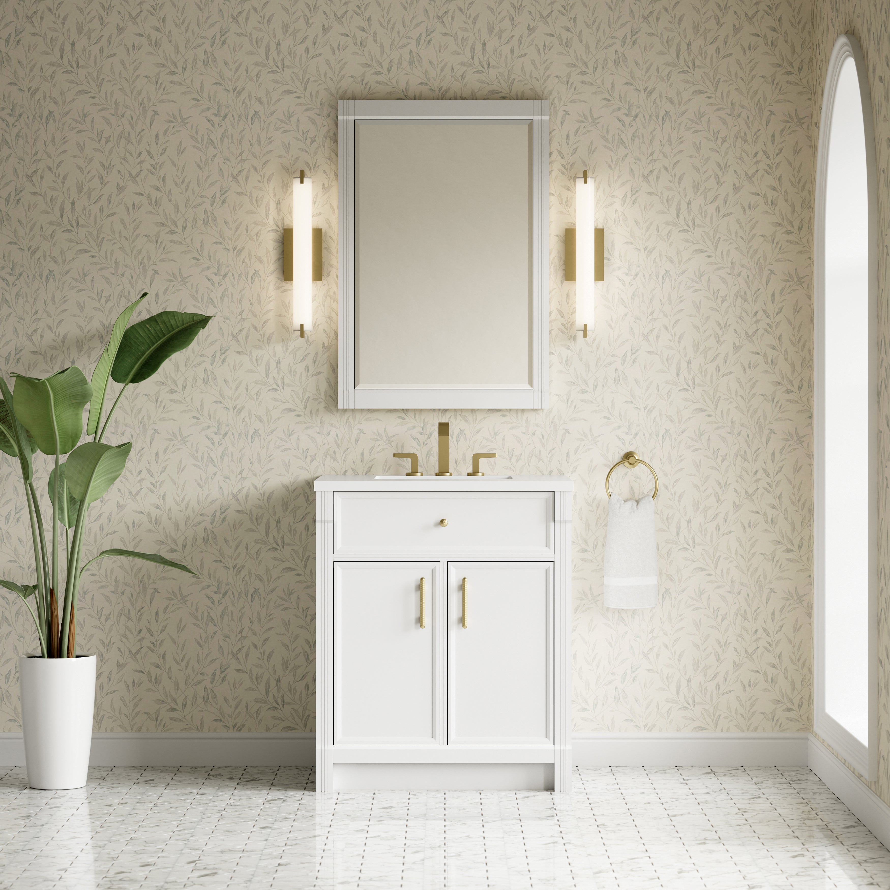 James Martin Bellshire 30" Single Vanity in Bright White with 3cm Countertop