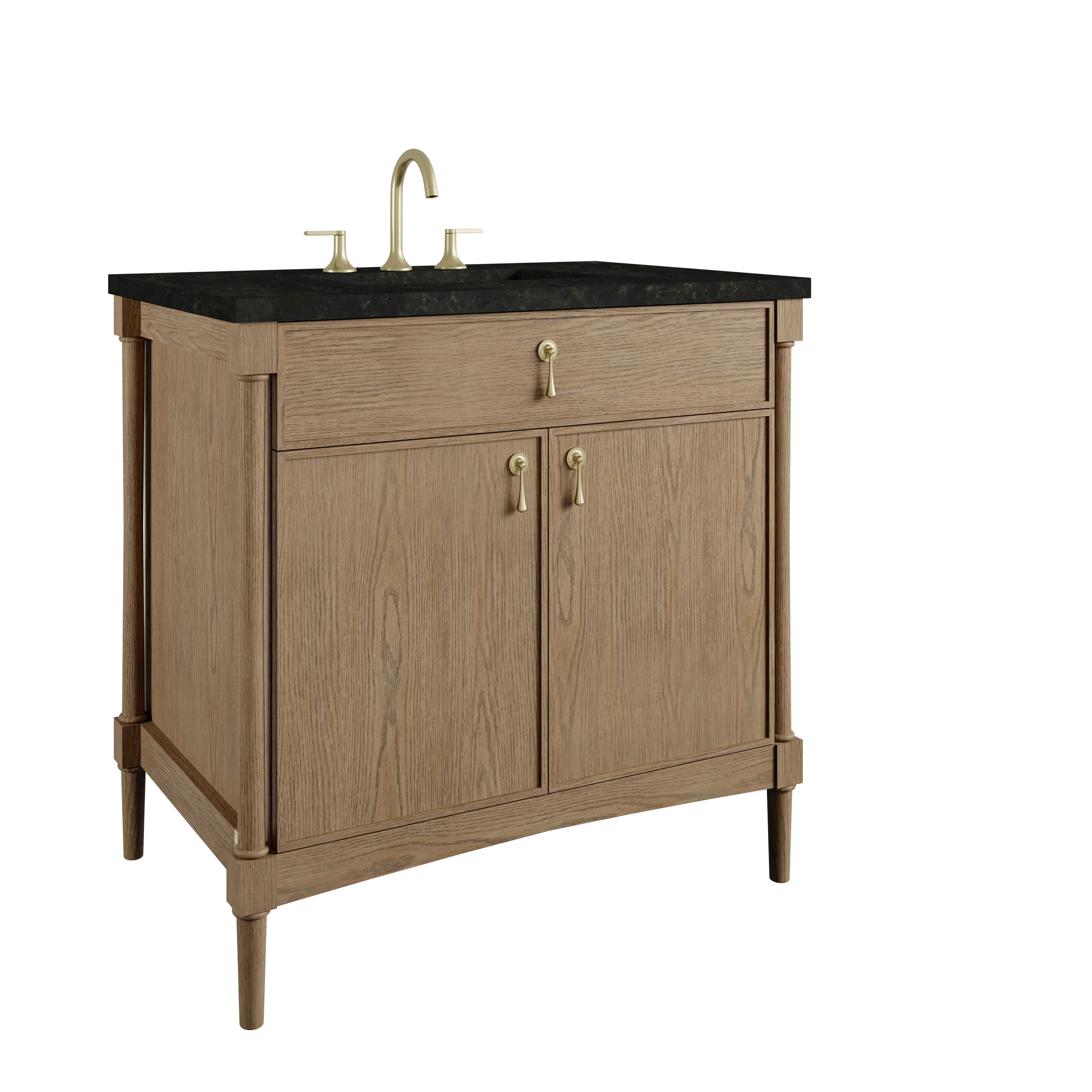 James Martin Kinnsden 36" Single Vanity in Weathered Oak with 3cm Countertop