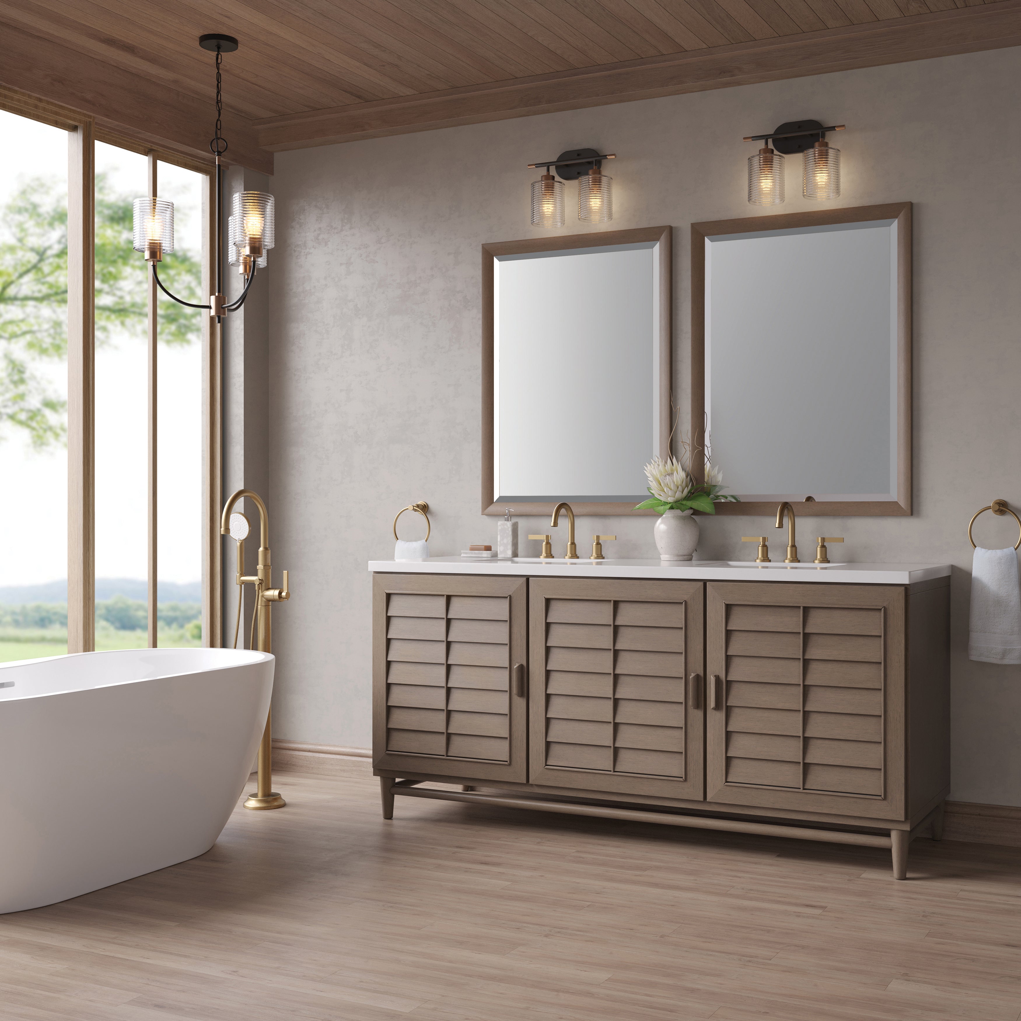 James Martin Portland 72" Double Vanity in Whitewashed Walnut with 3cm Countertop