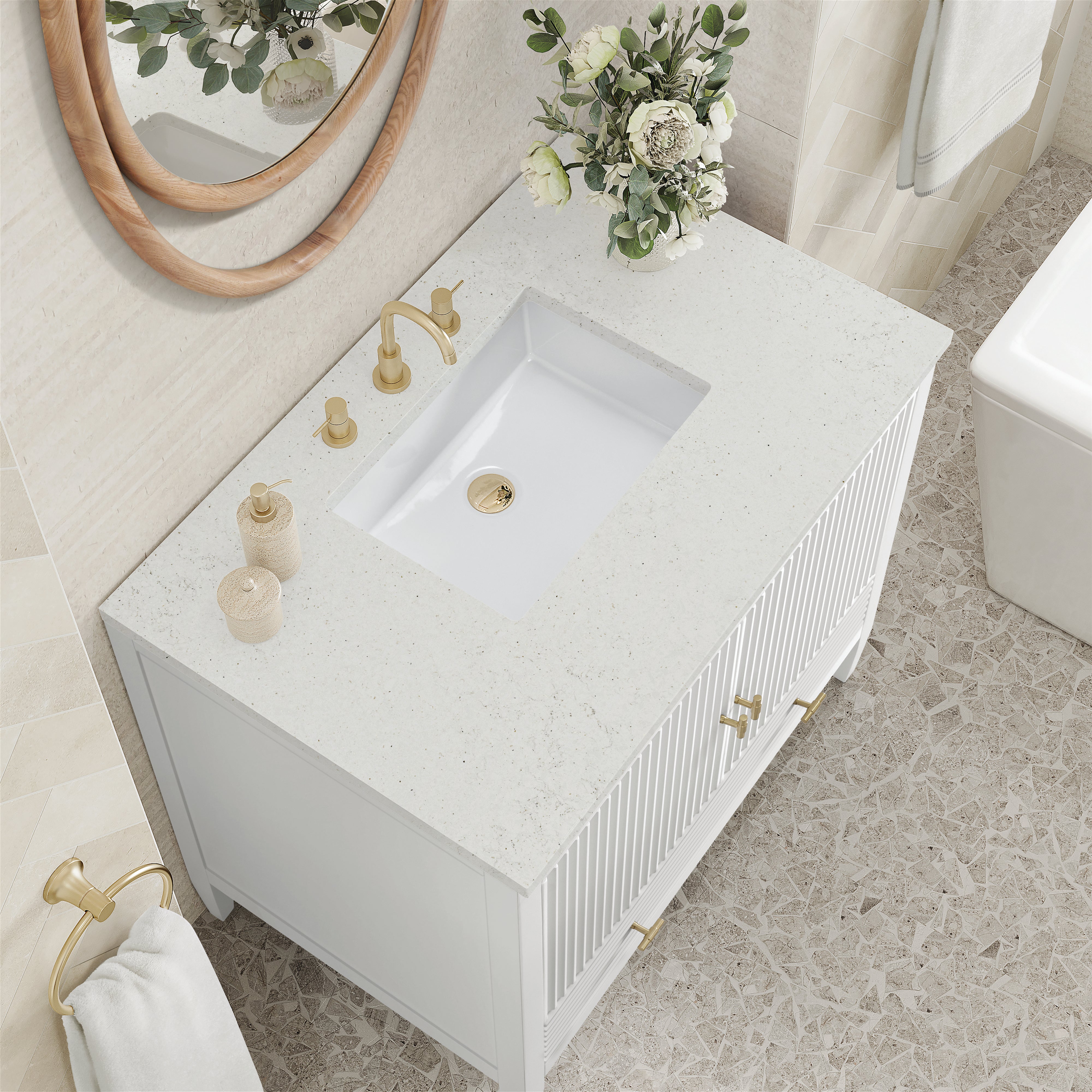 James Martin Myrrin 36" Vanity in Bright White with 3cm Countertop