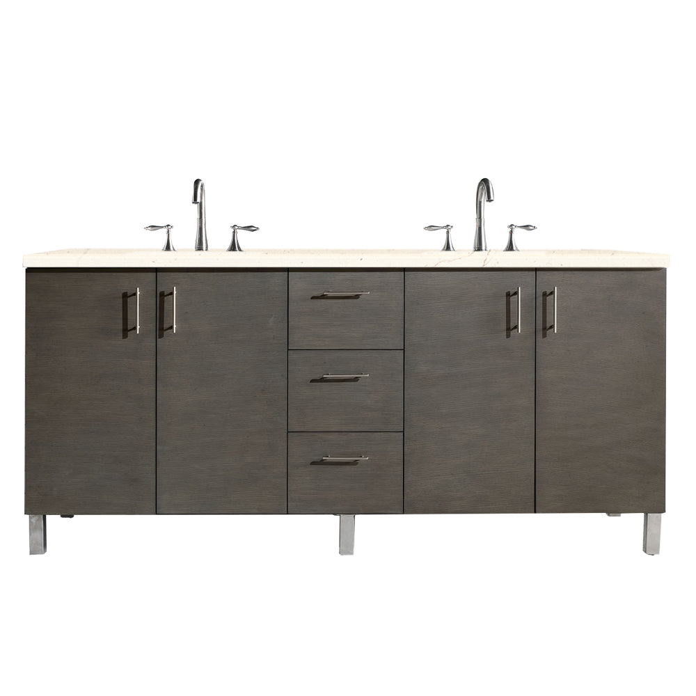 James Martin Metropolitan 72" Double Vanity in Silver Oak with 3cm Countertop