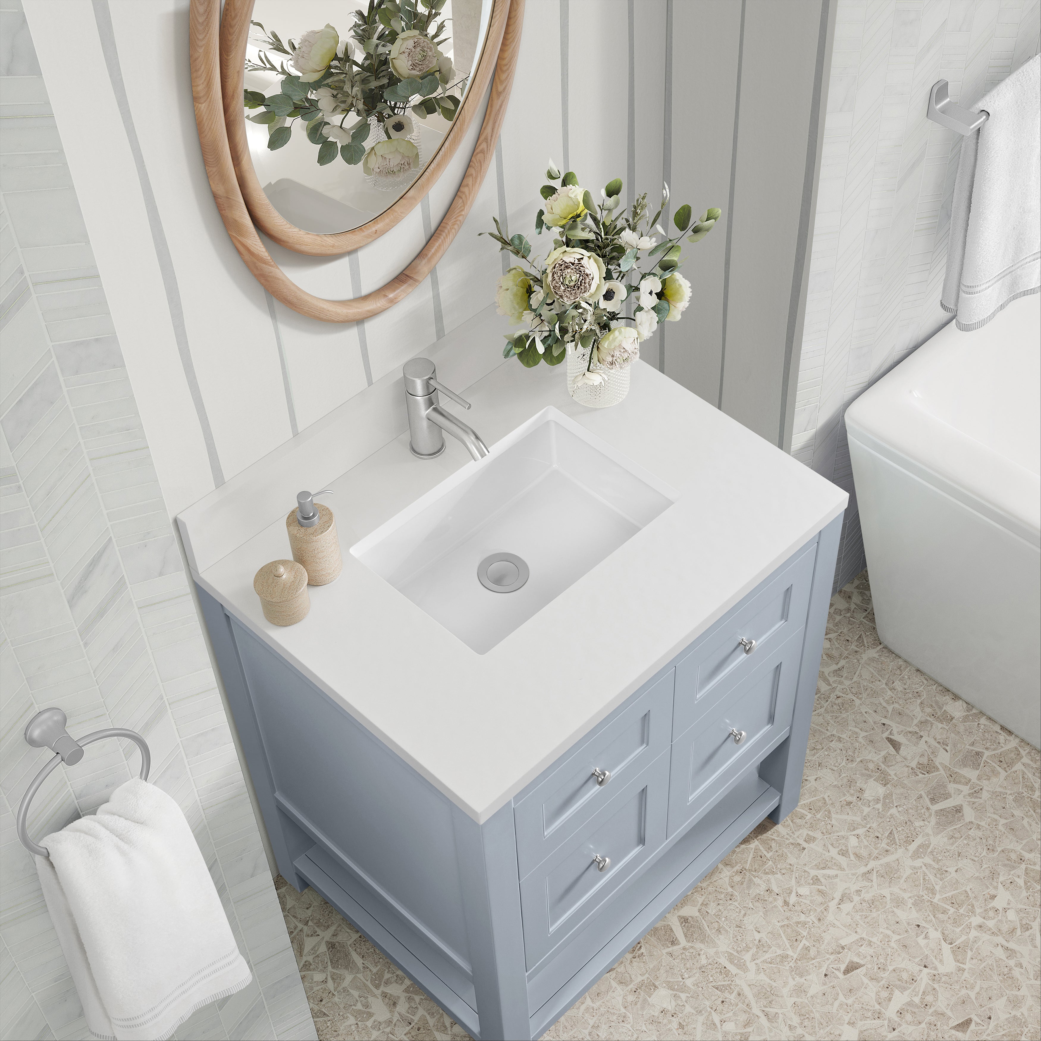 James Martin Breckenridge 30" Single in Serenity Blue with 3cm Countertop