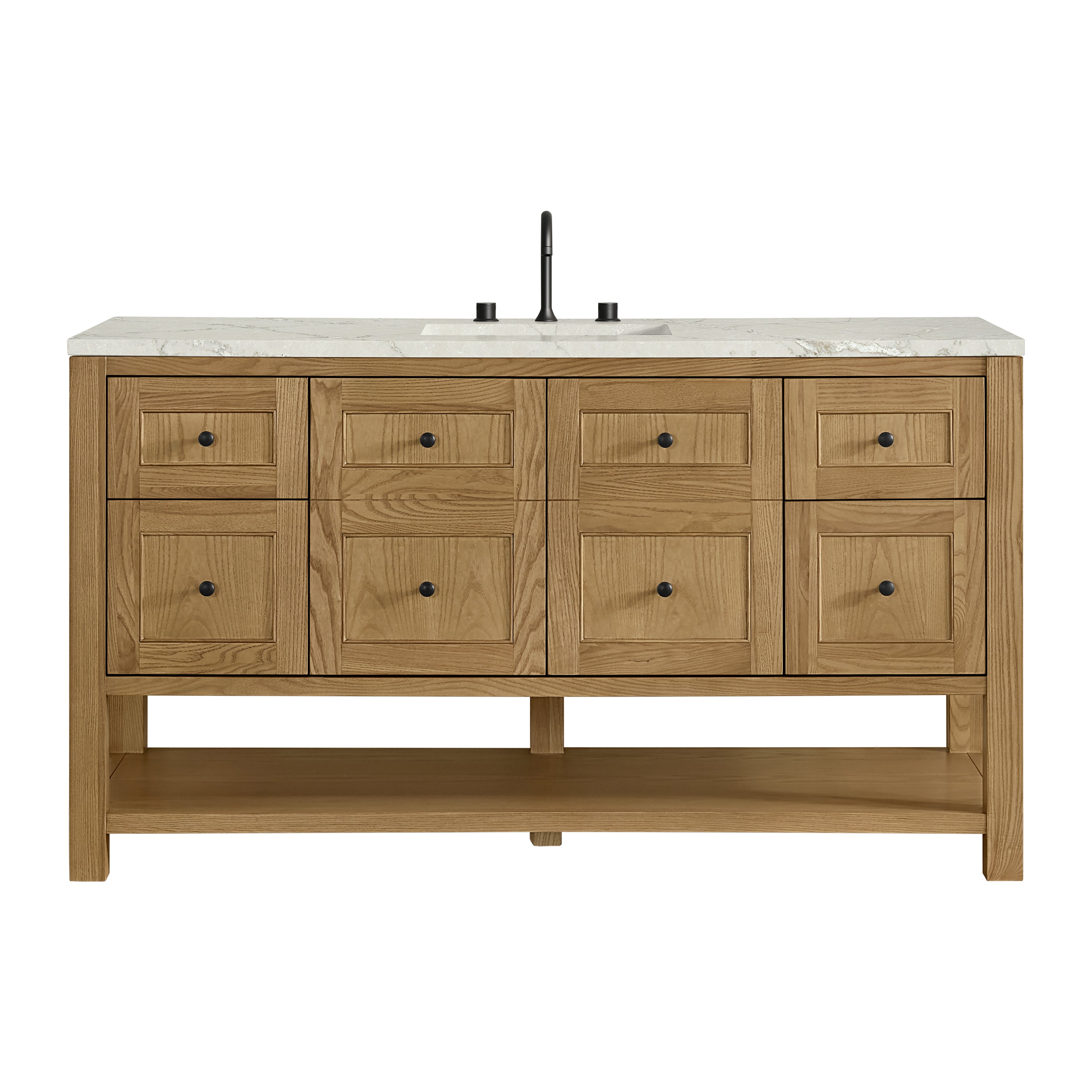 James Martin Breckenridge 60" Single Vanity in Light Natural Oak with 3cm Countertop and FreePower Wireless Charger