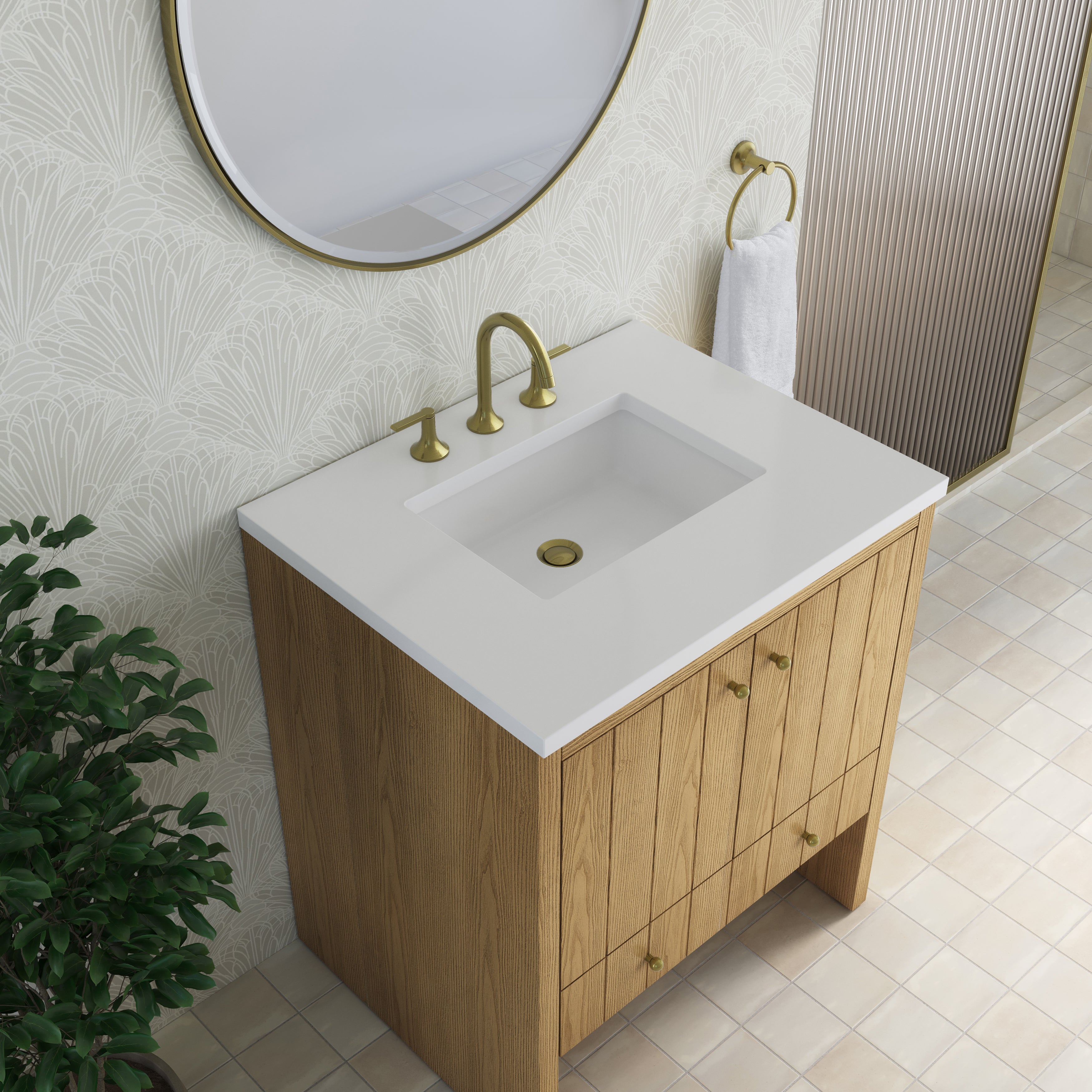 James Martin Hudson 30" Single Vanity in Light Natural Oak with 3cm Countertop