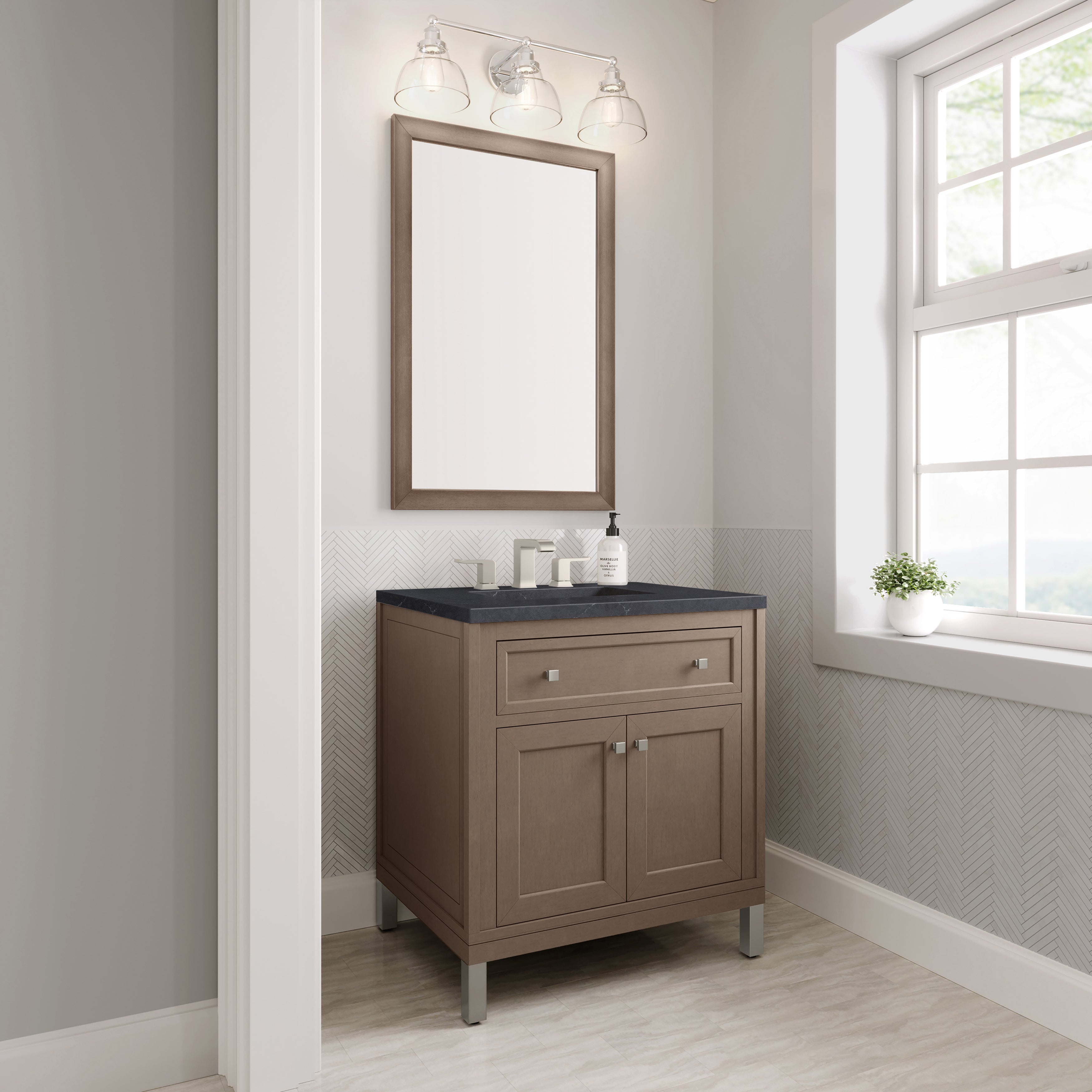 James Martin Chicago 30" Single Vanity in Walnut Whisper with 3cm Countertop