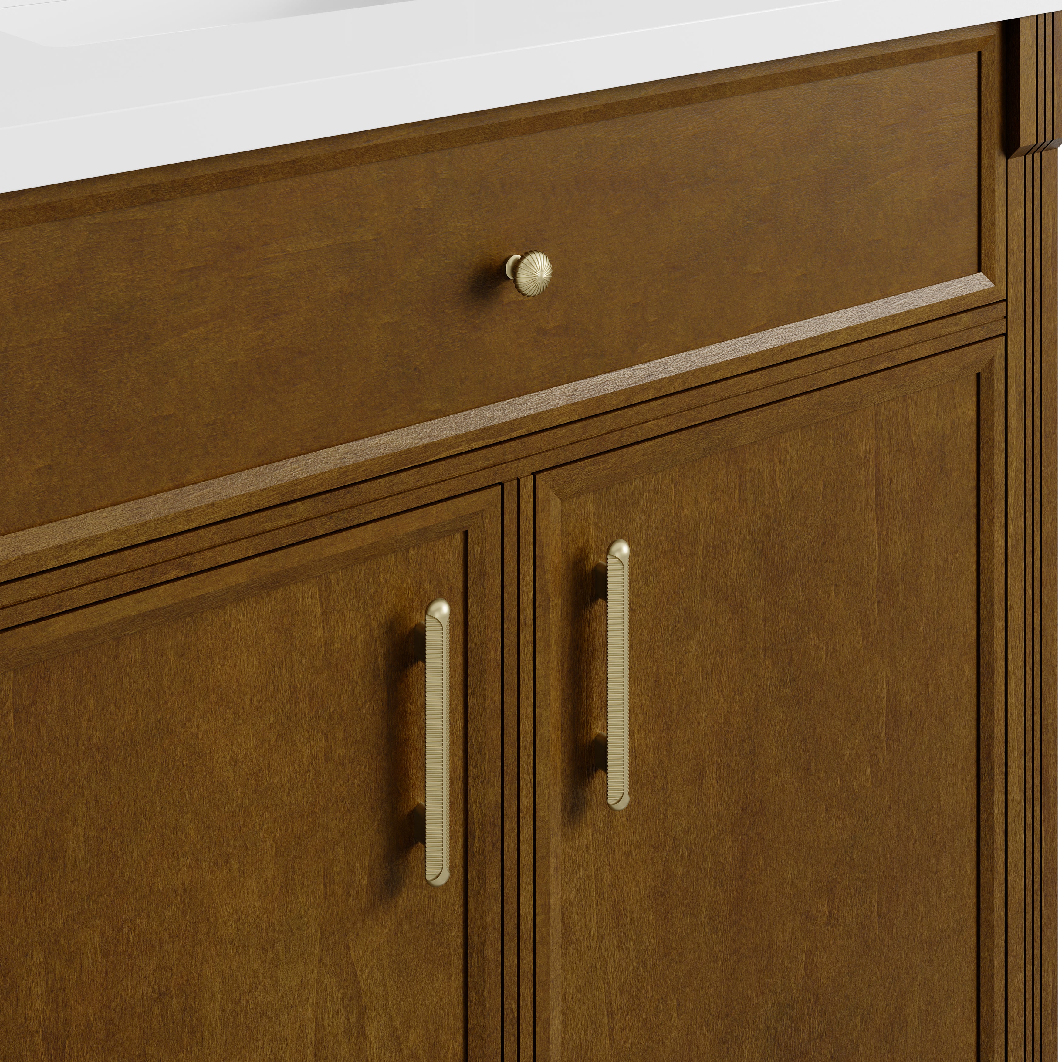 James Martin Bellshire 96" Dual Vanity Set with 24" Make-Up Counter in Honey Oak with 3cm Countertop