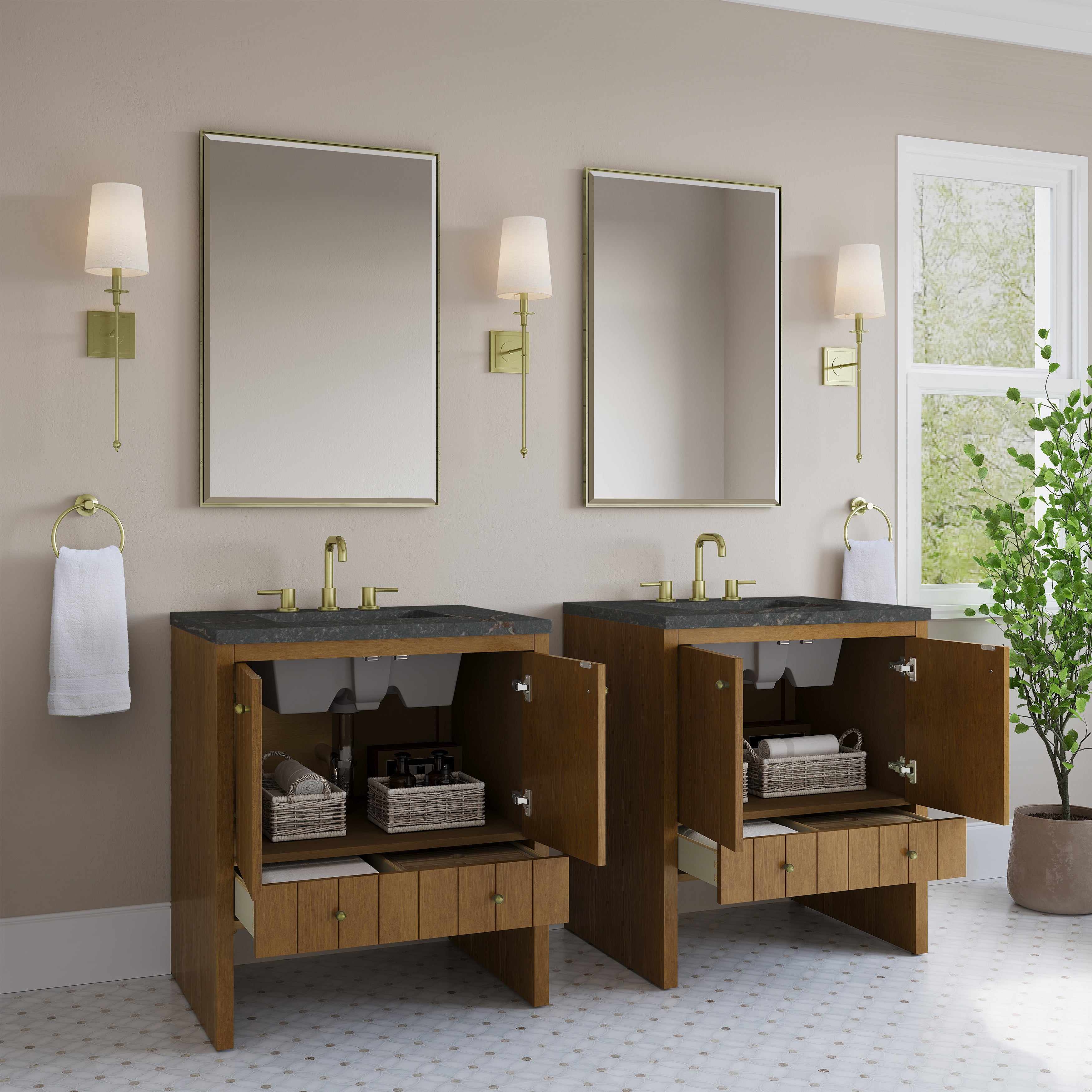James Martin Hudson 30" Single Vanity in Honey Oak with 3cm Countertop