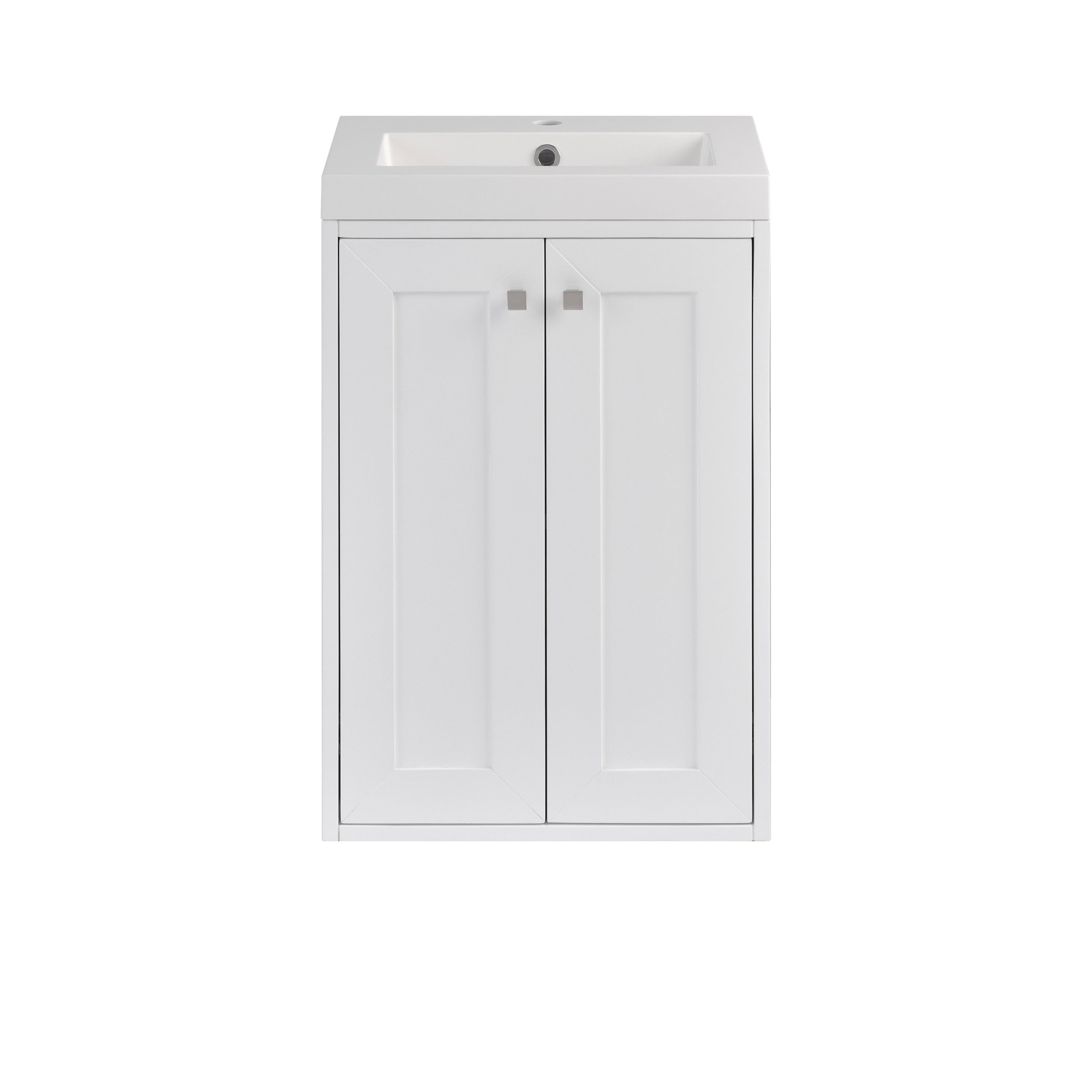 James Martin Chianti 20" Single Vanity in Glossy White with White Glossy Composite Stone Top
