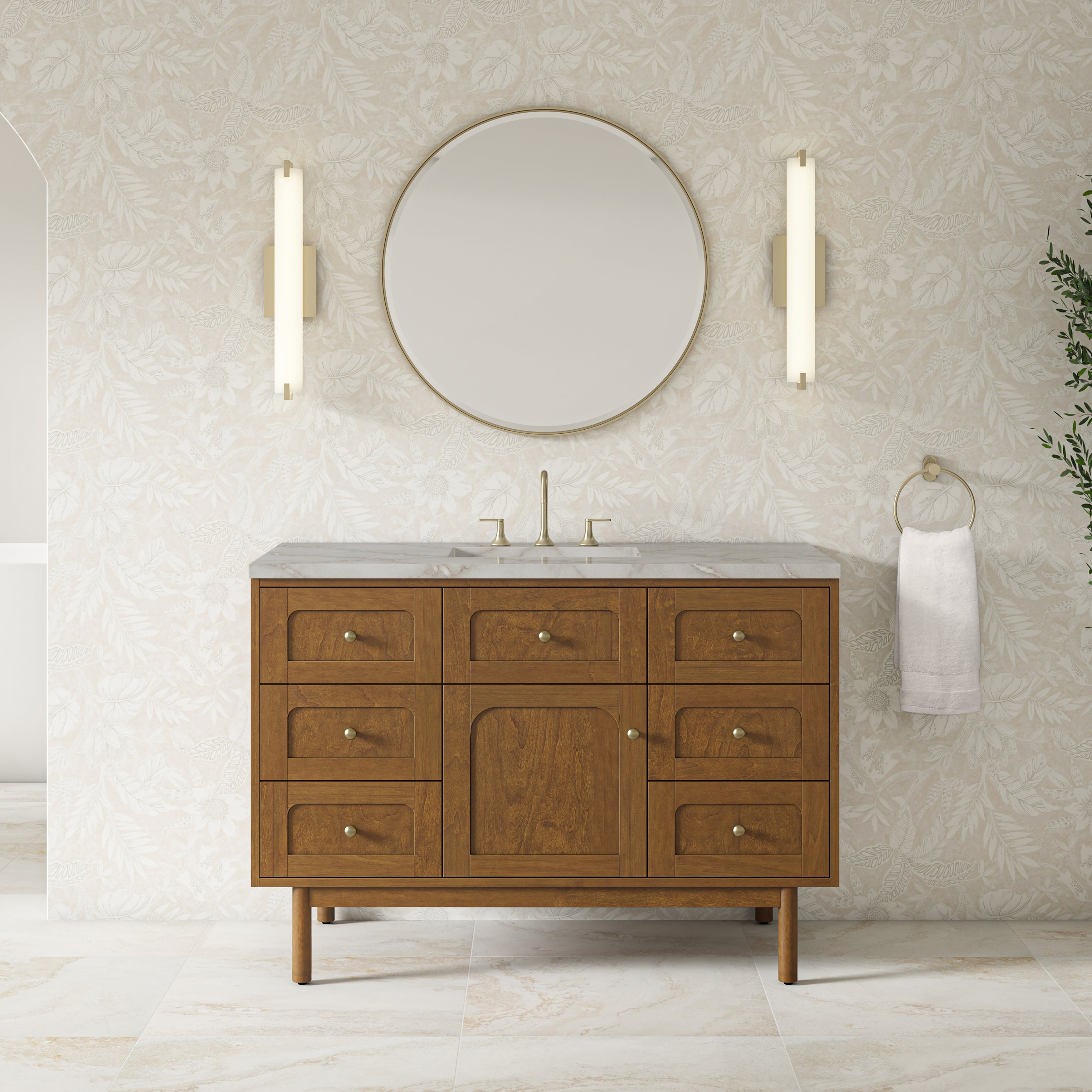 James Martin Laurent 48" Single Vanity in Honey Oak with 3cm Countertop