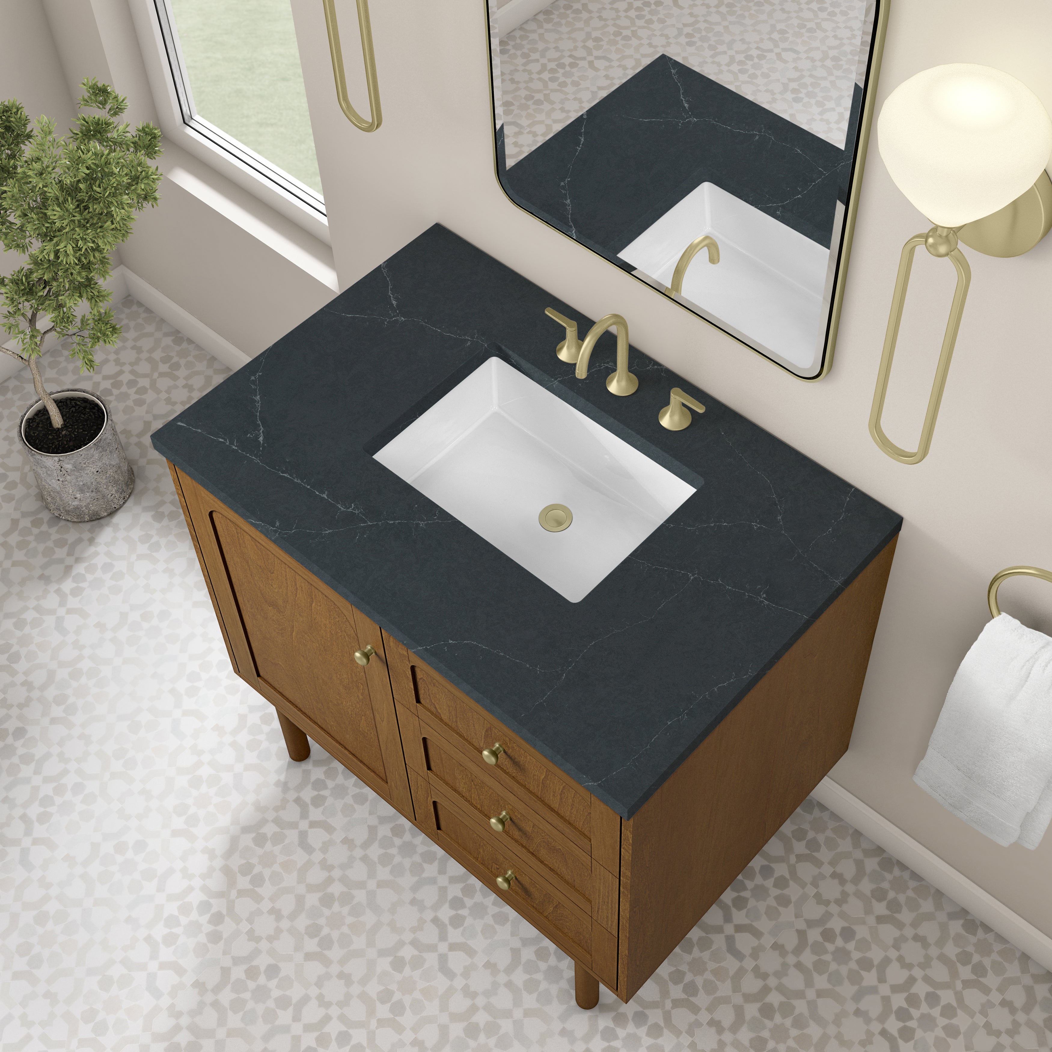 James Martin Laurent 36" Single Vanity in Honey Oak with 3cm Countertop