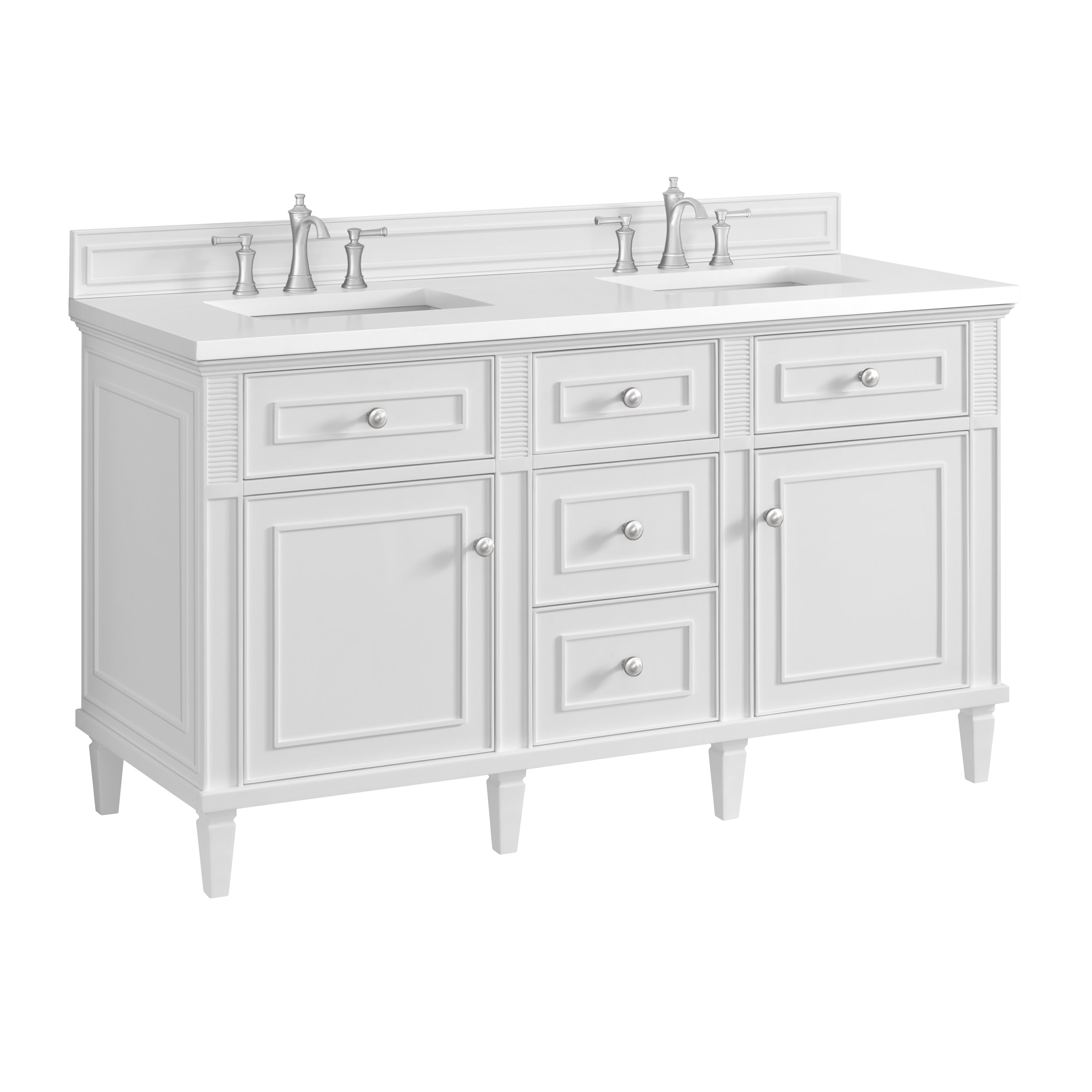 James Martin Lorelai 60" Double Vanity in Bright White with 3cm Countertop