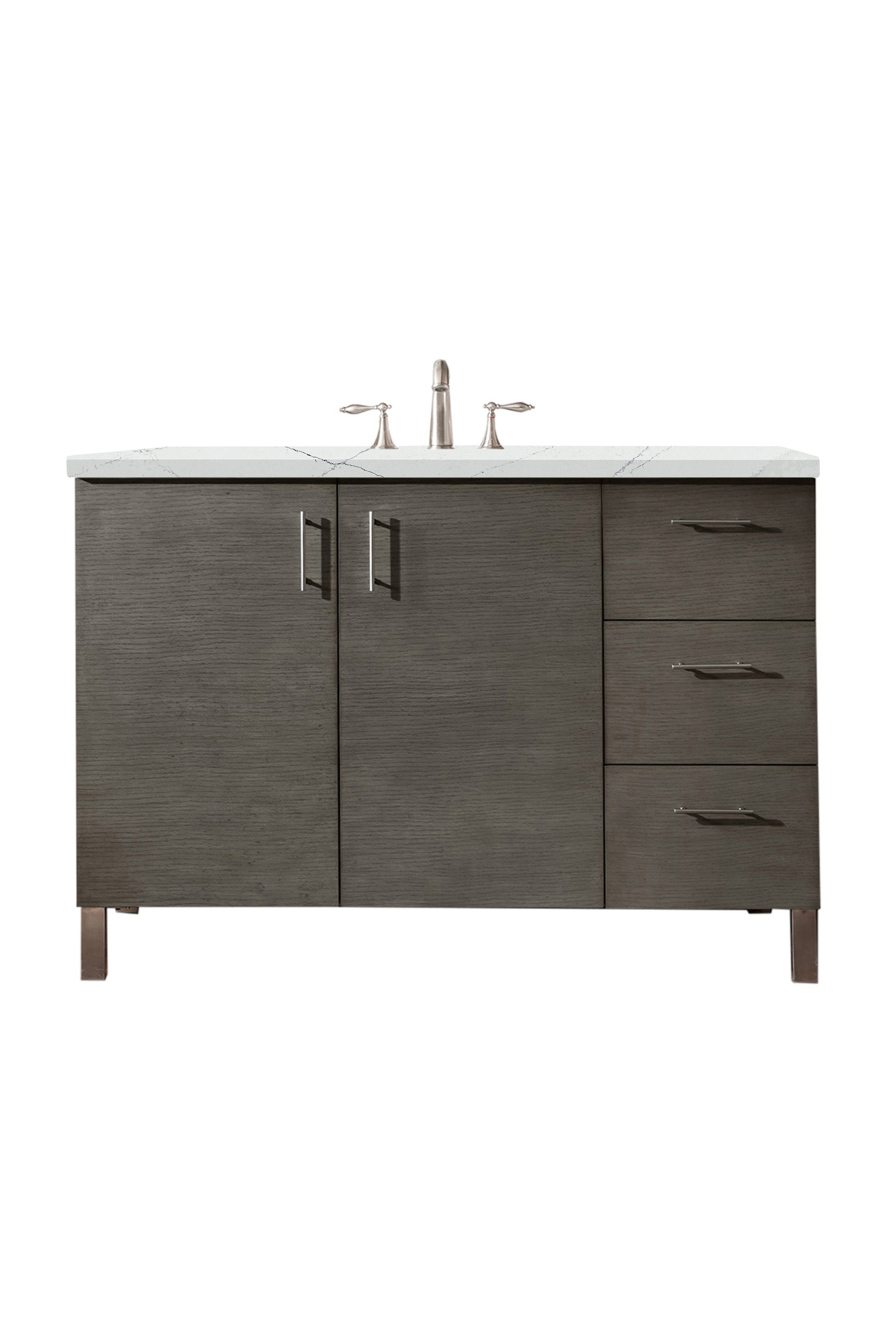 James Martin Metropolitan 48" Single Vanity in Silver Oak with 3cm Countertop