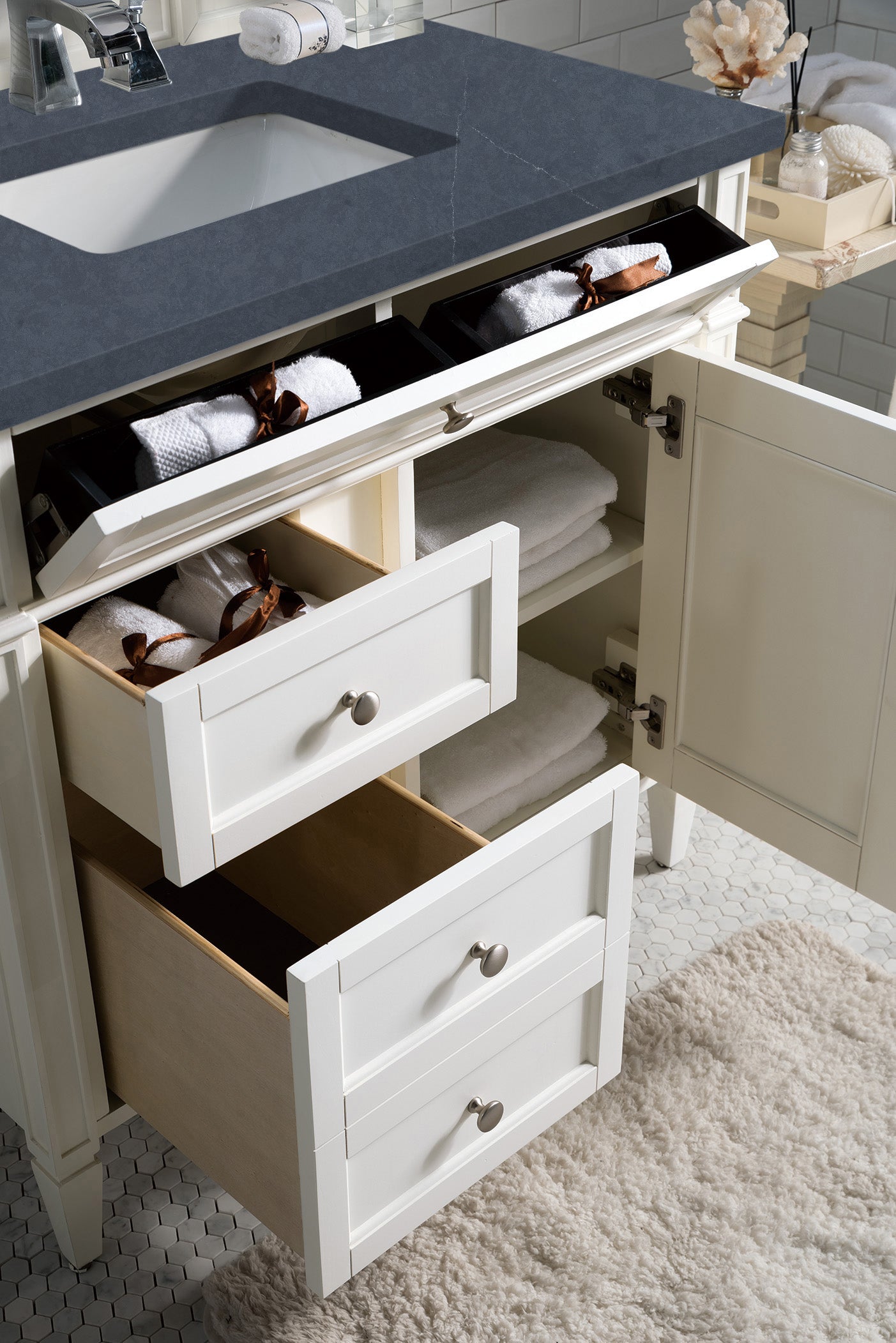James Martin Brittany 36" Single Vanity in Bright White with 3cm Countertop