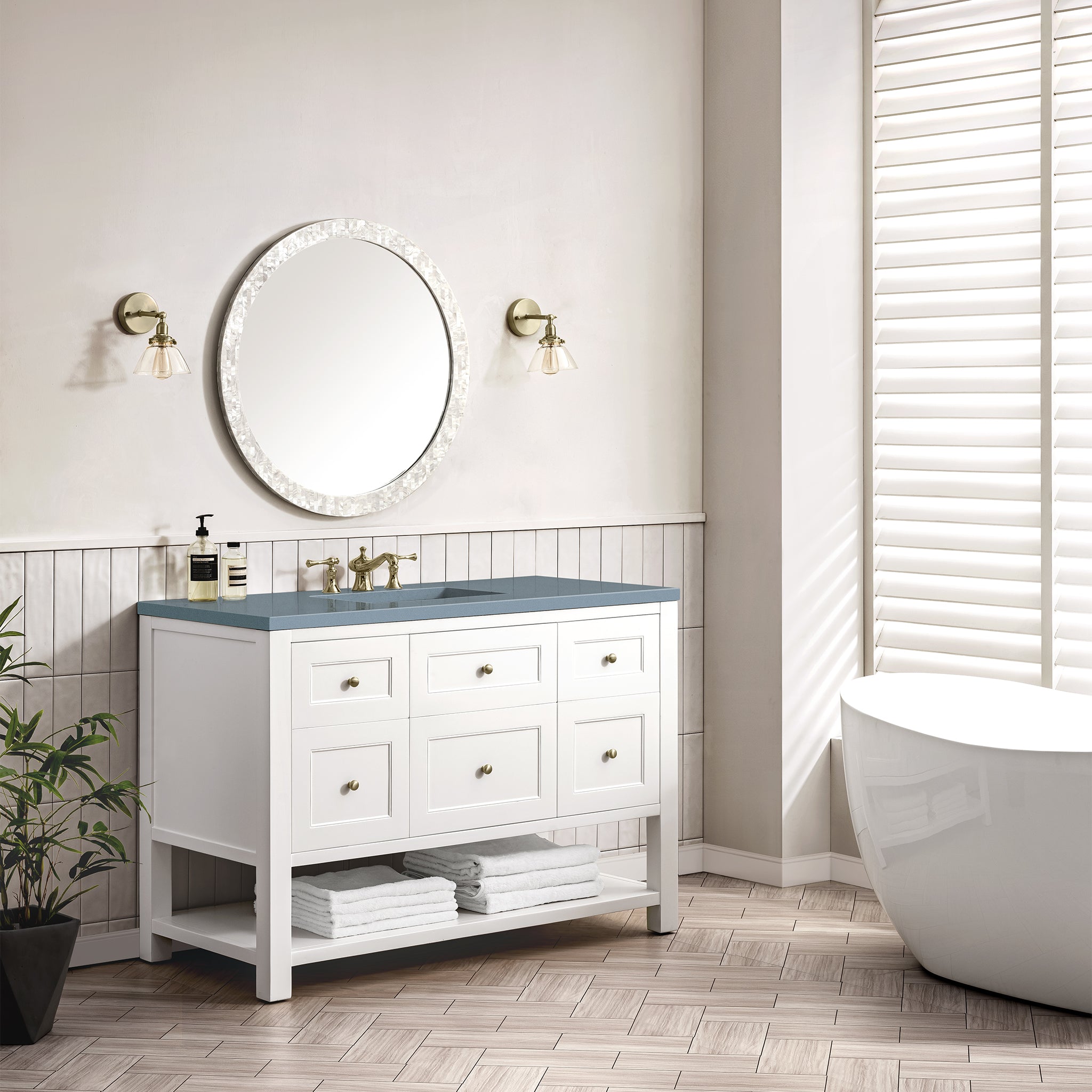 James Martin Breckenridge 48" Single Vanity in Bright White with 3cm Countertop