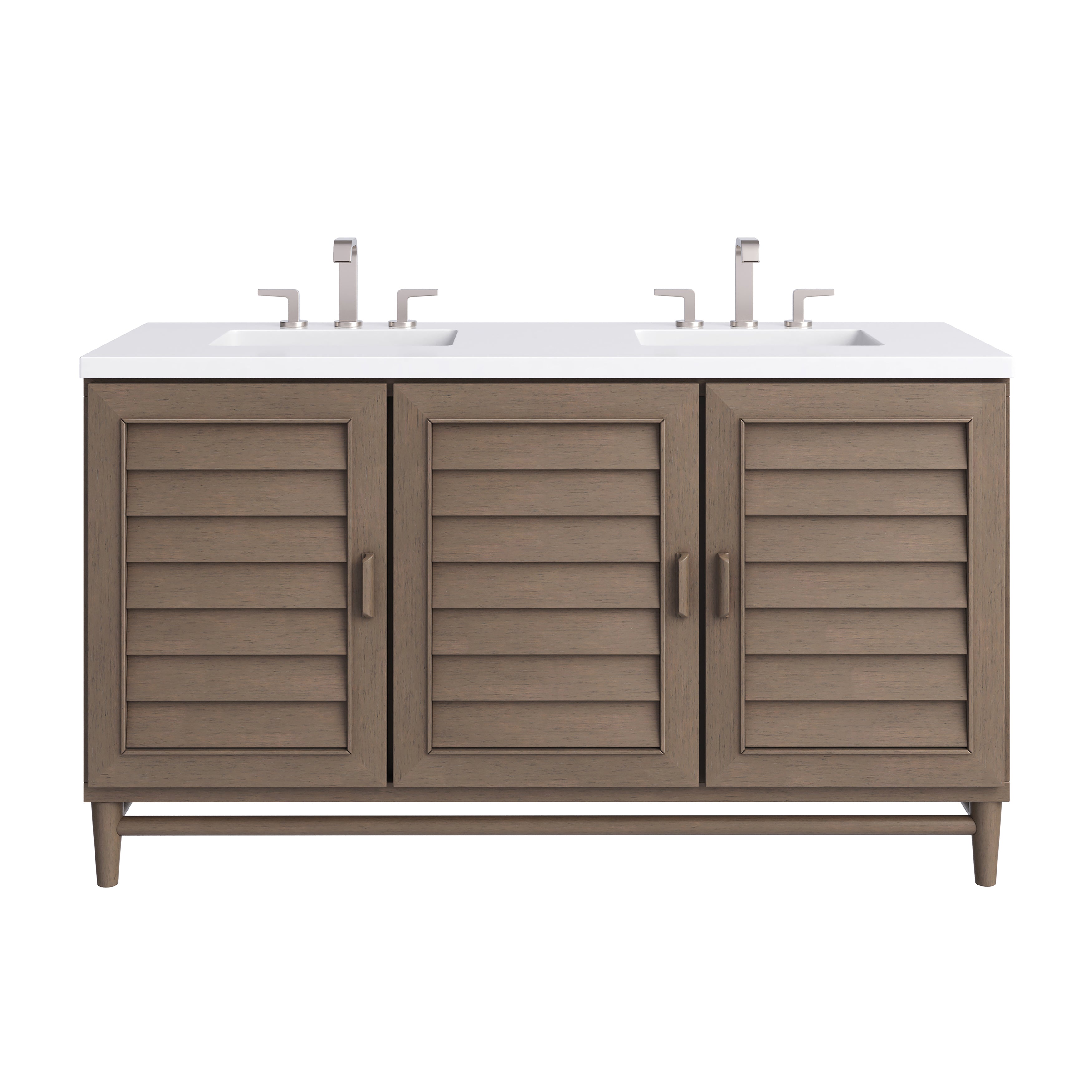 James Martin Portland 60" Double Vanity in Whitewashed Walnut with 3cm Countertop