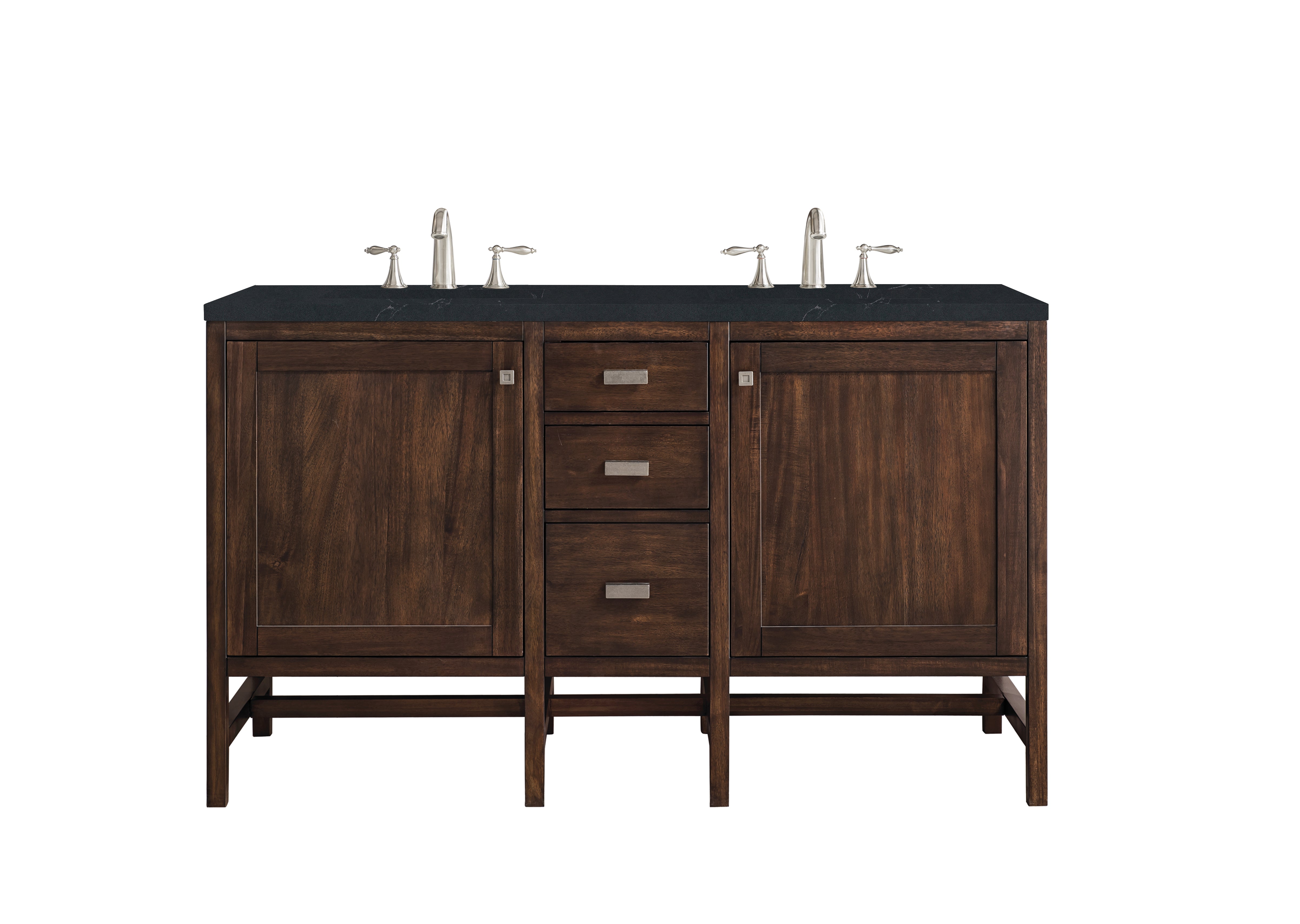 James Martin Addison 60" Double Vanity in Mid-Century Acacia with 3cm Countertop