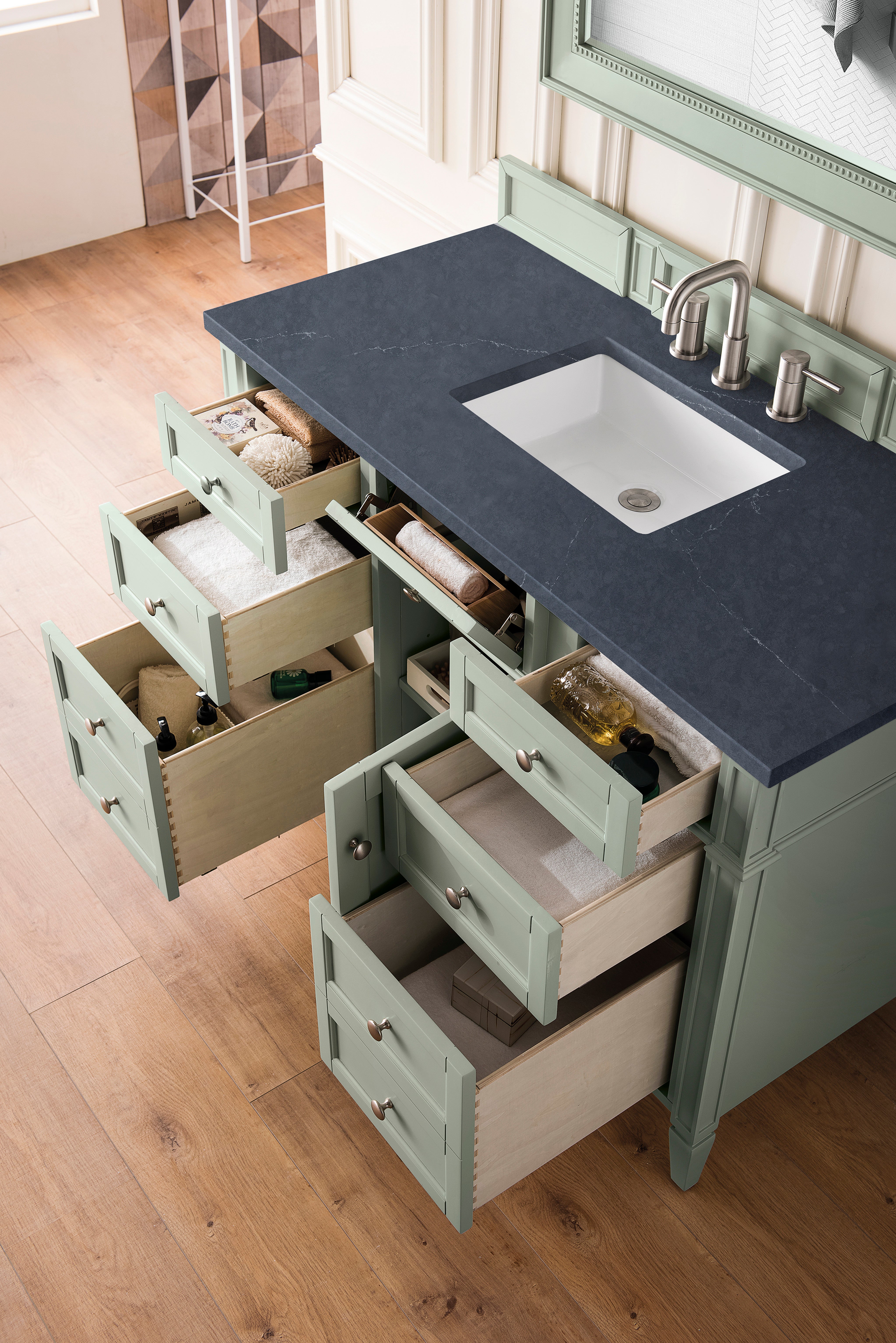 James Martin Brittany 48" Single Vanity in Sage Green with 3cm Countertop