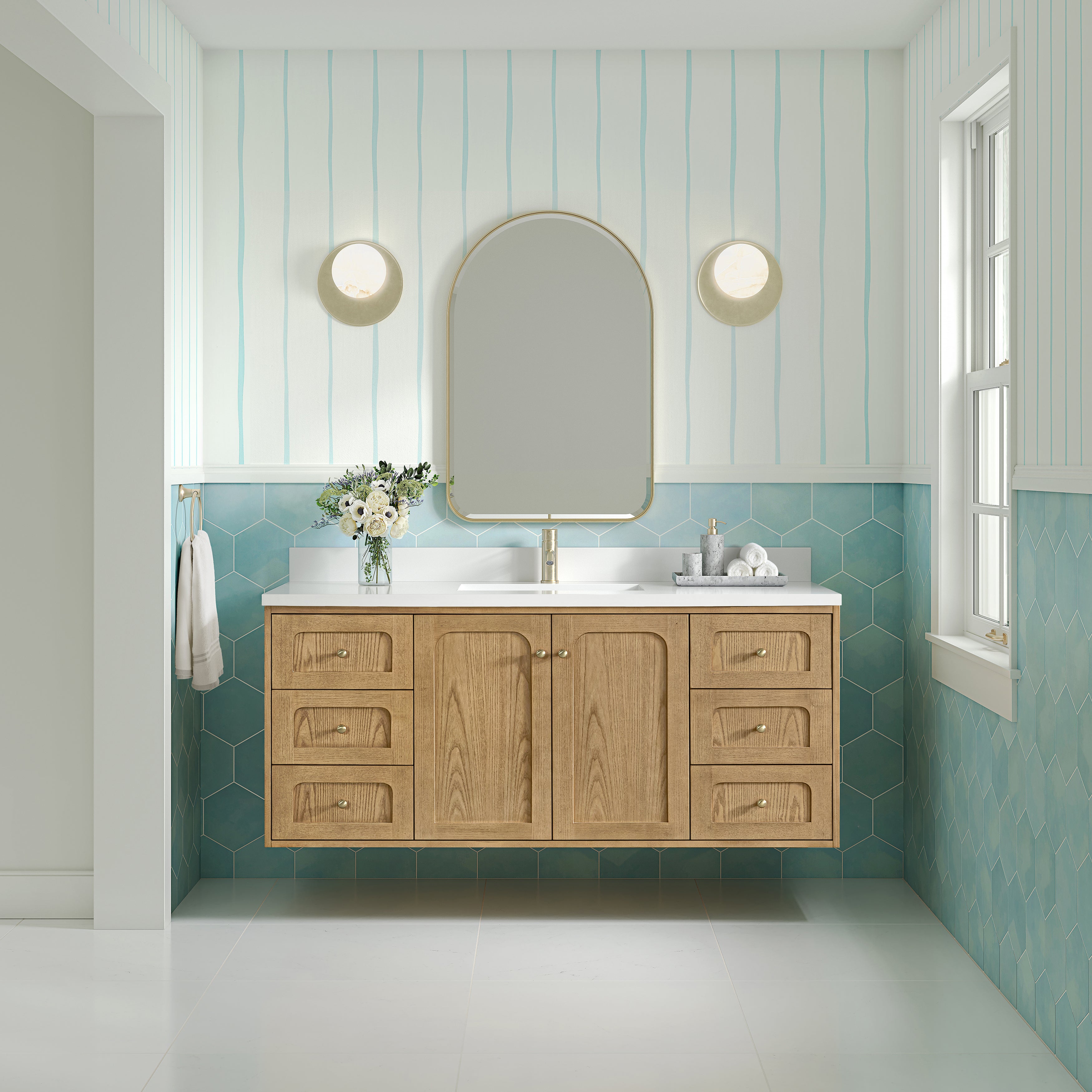 James Martin Laurent 60" Single Vanity in Light Natural Oak with 3cm Countertop