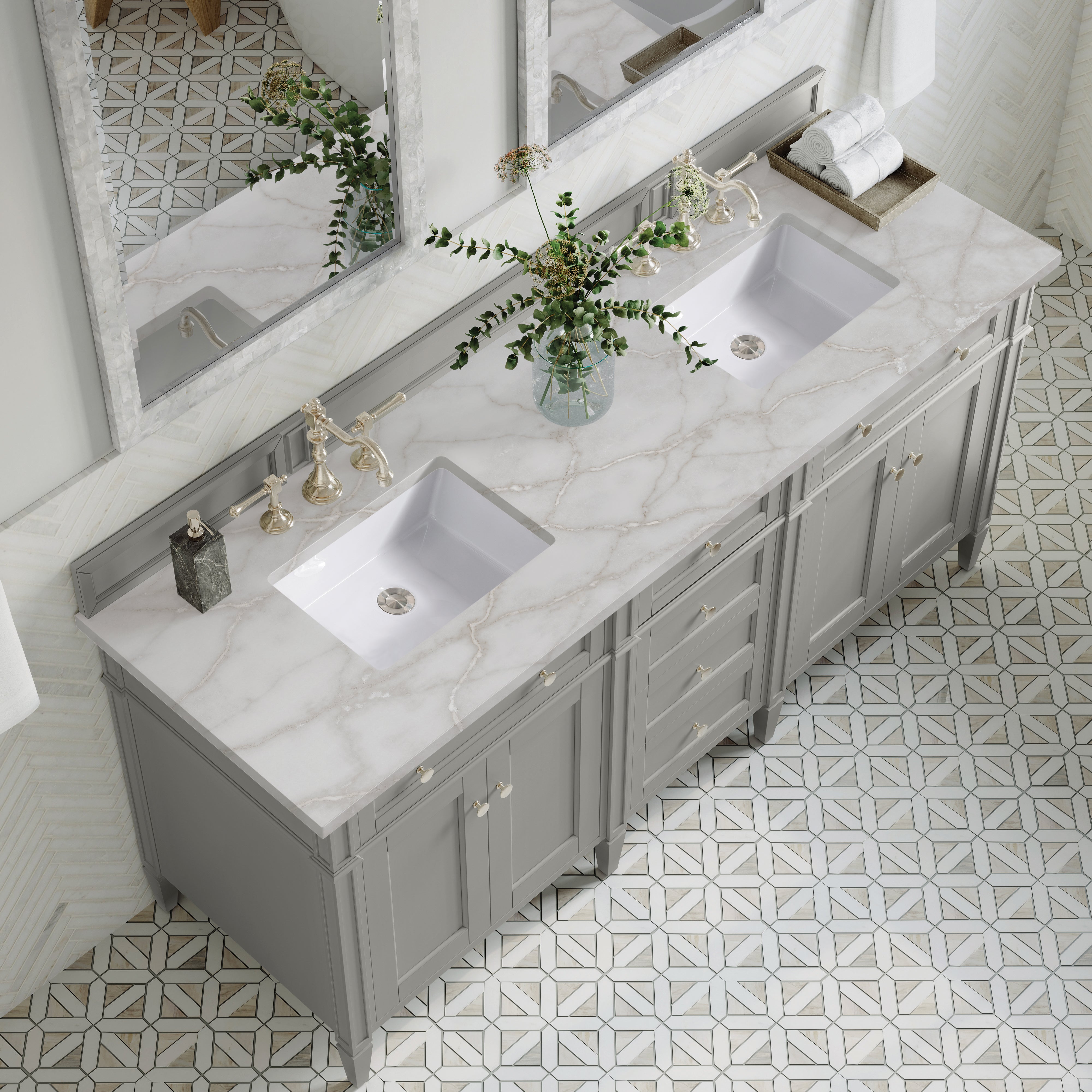 James Martin Brittany 72" Double Vanity in Urban Gray with 3cm Countertop