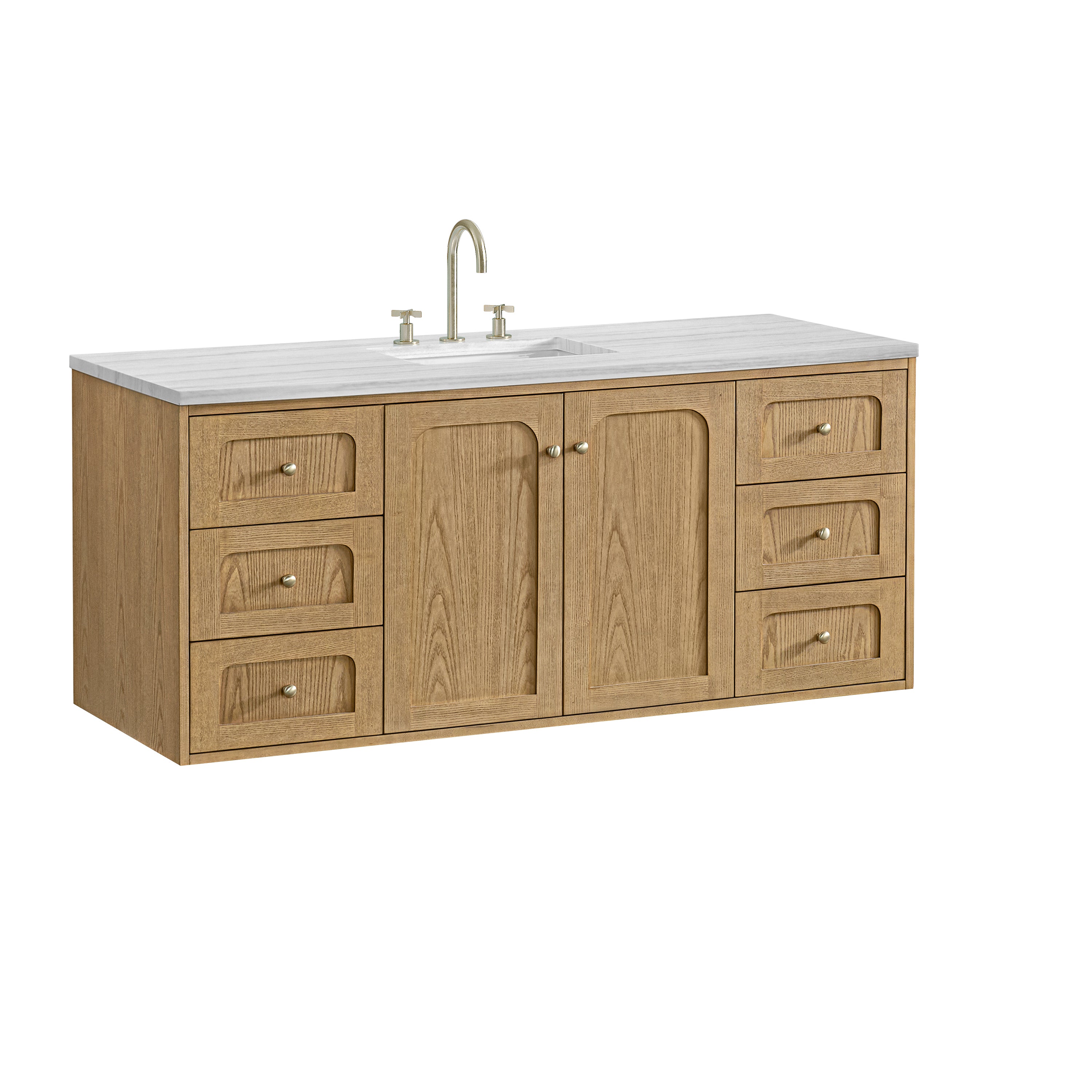 James Martin Laurent 60" Single Vanity in Light Natural Oak with 3cm Countertop