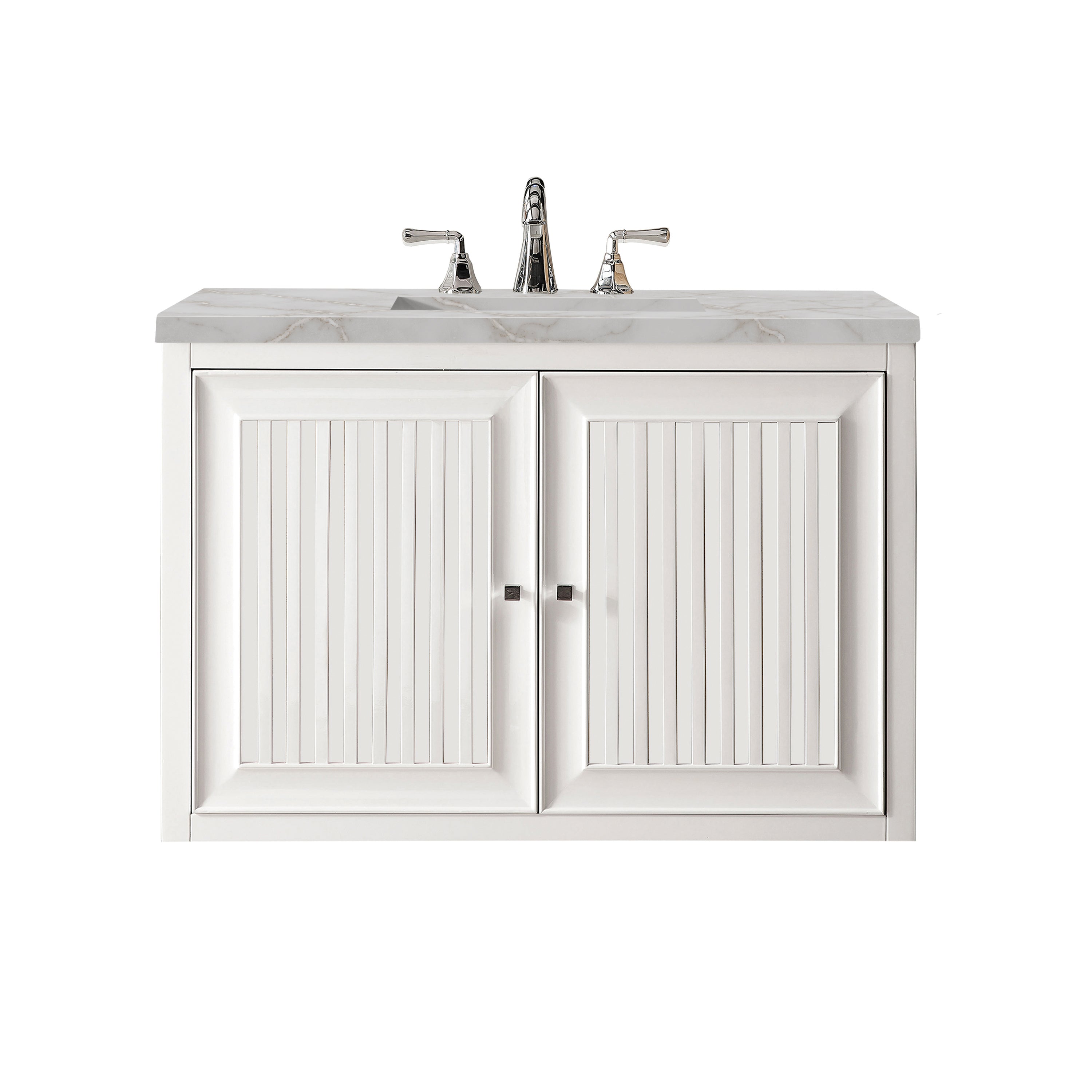 James Martin Athens 36" Single Vanity in Glossy White with 3cm Countertop