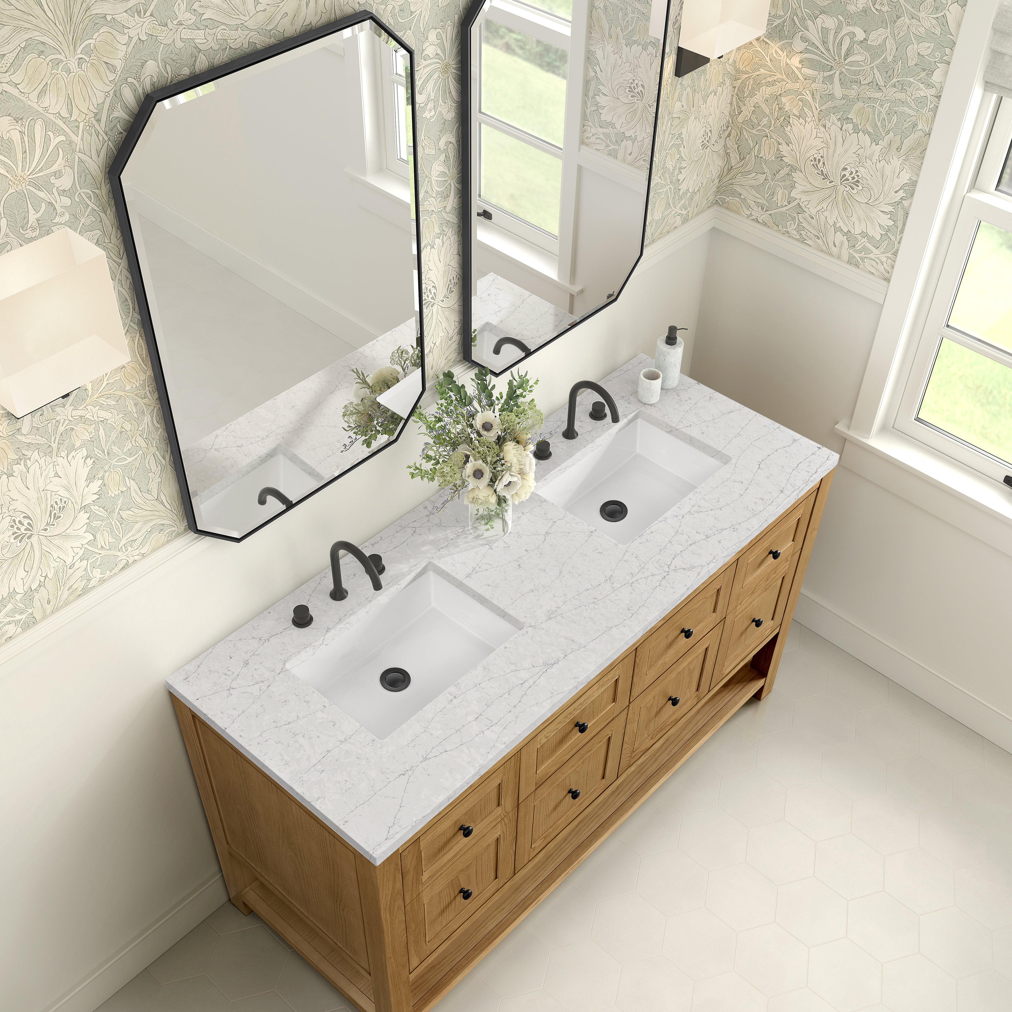 James Martin Breckenridge 60" Double Vanity in Light Natural Oak with 3cm Countertop