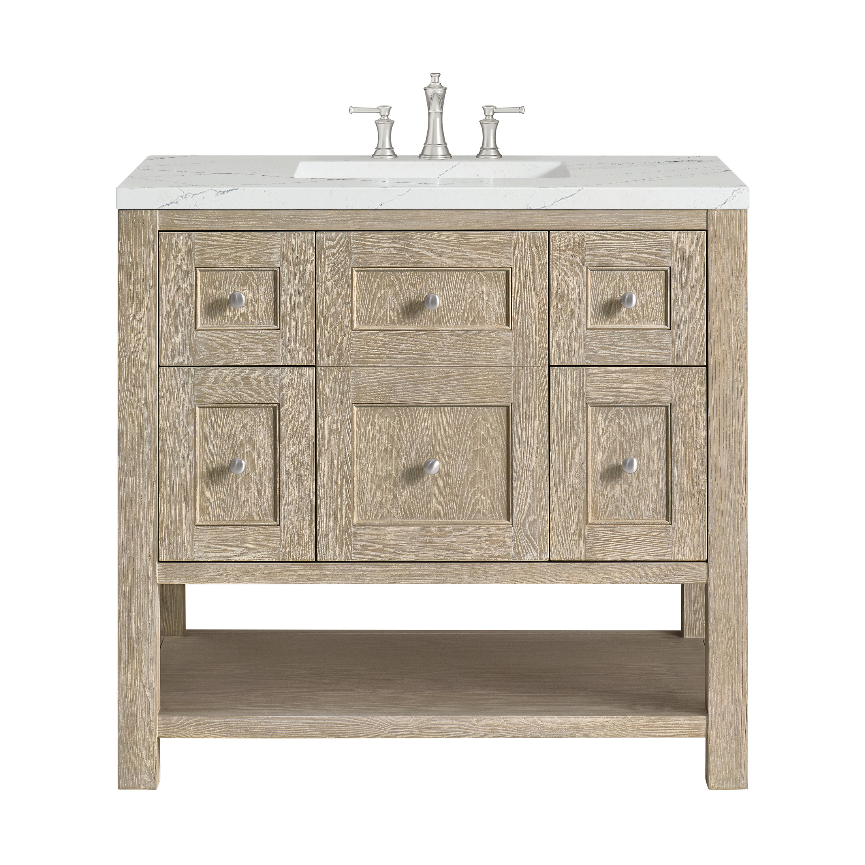 James Martin Breckenridge 36" Single in Whitewashed Oak with 3cm Countertop
