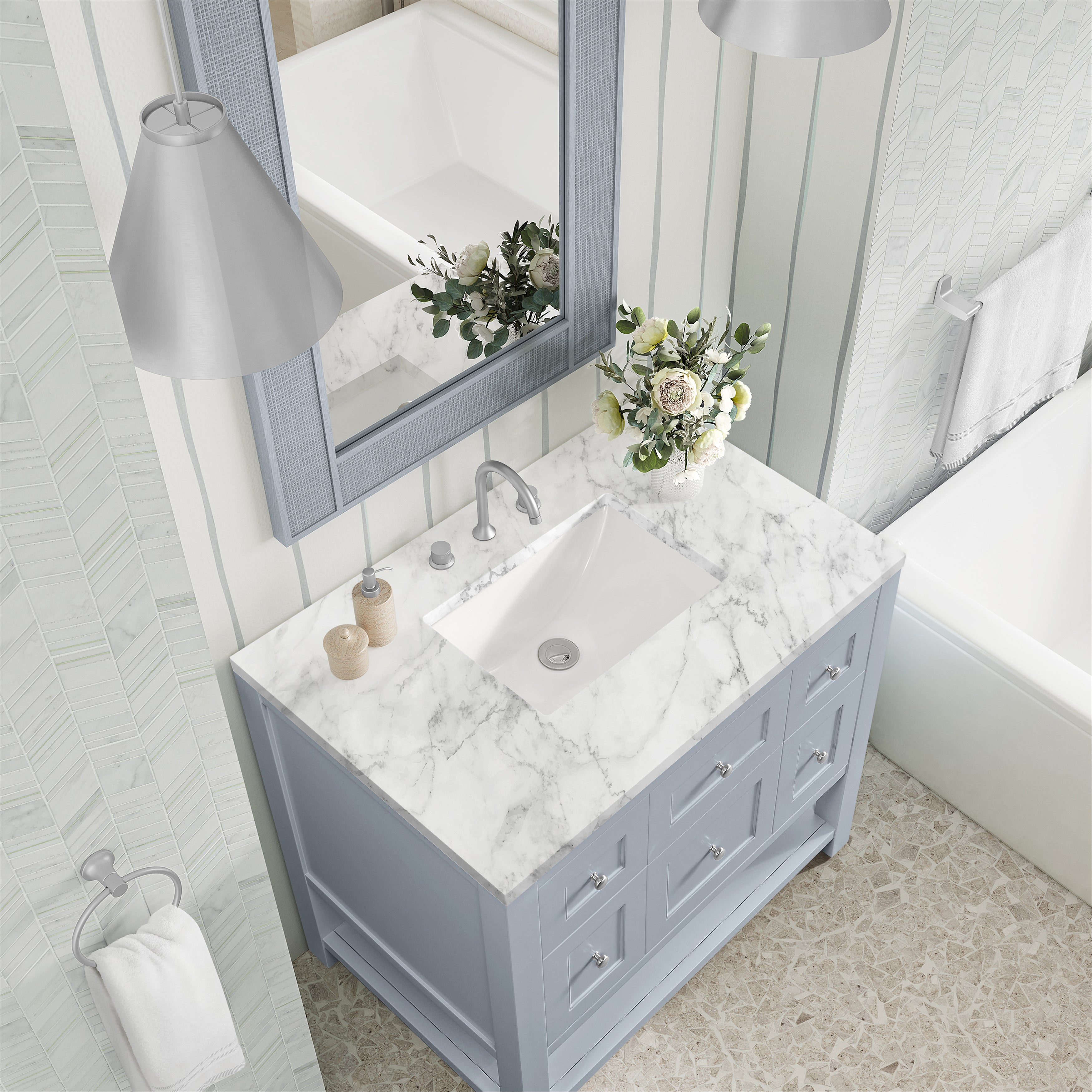 James Martin Breckenridge 36" Single in Serenity Blue with 3cm Countertop
