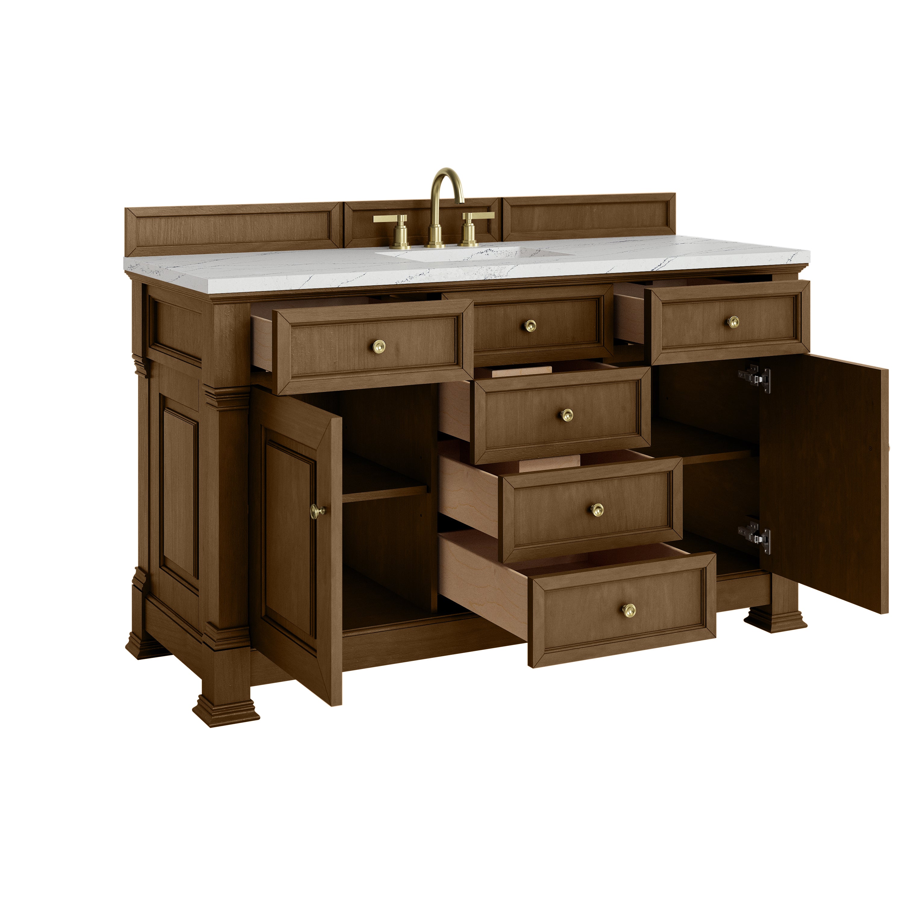 James Martin Brookfield 60" Single Vanity in Honey Oak with 3cm Countertop and FreePower Wireless Charger