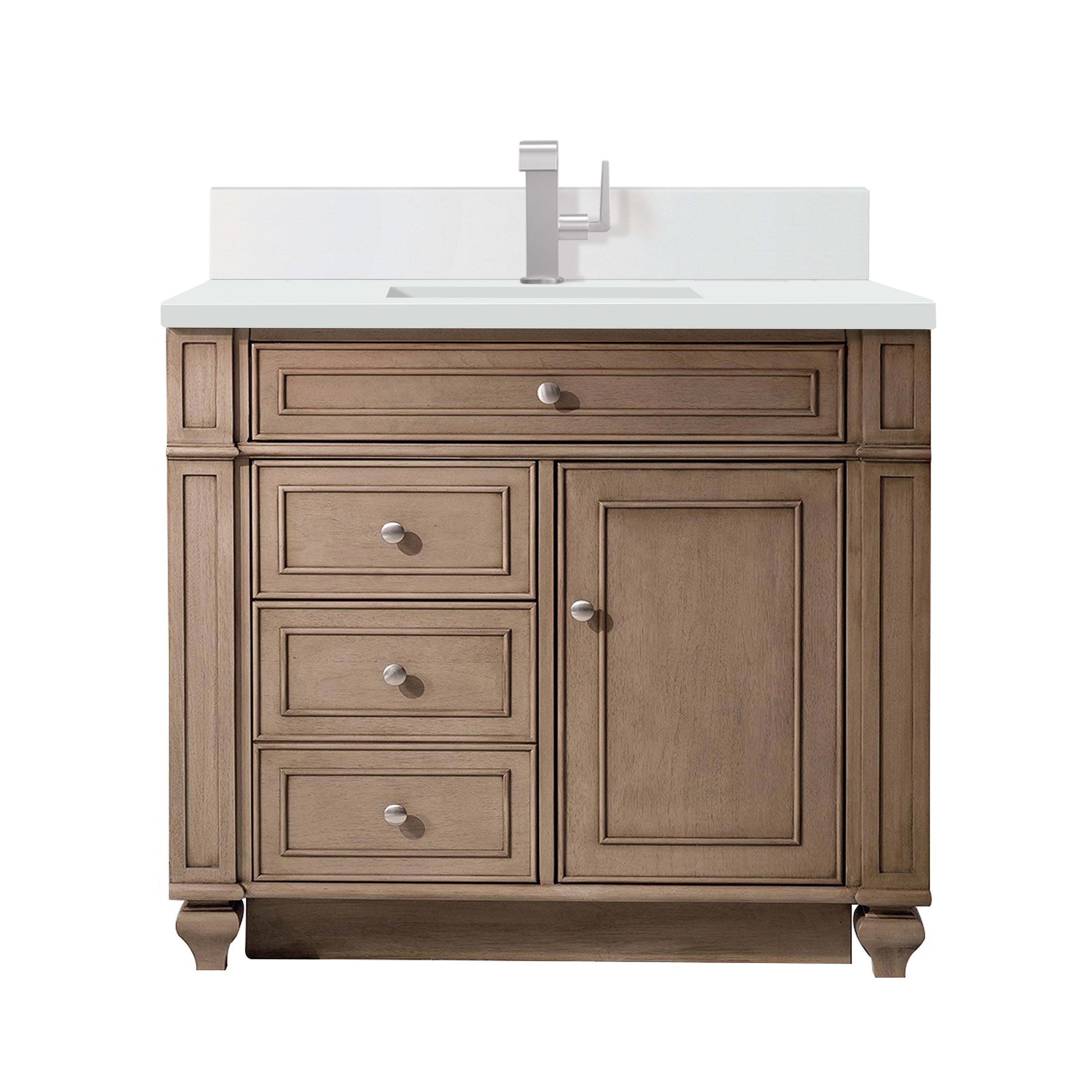 James Martin Bristol 36" Single Vanity in Whitewashed Walnut with 3cm Countertop