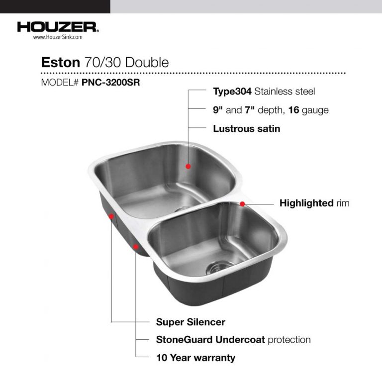 Undermount Stainless Steel 70/30 Double Bowl Kitchen Sink, Small Bowl Right, 16 Gauge
