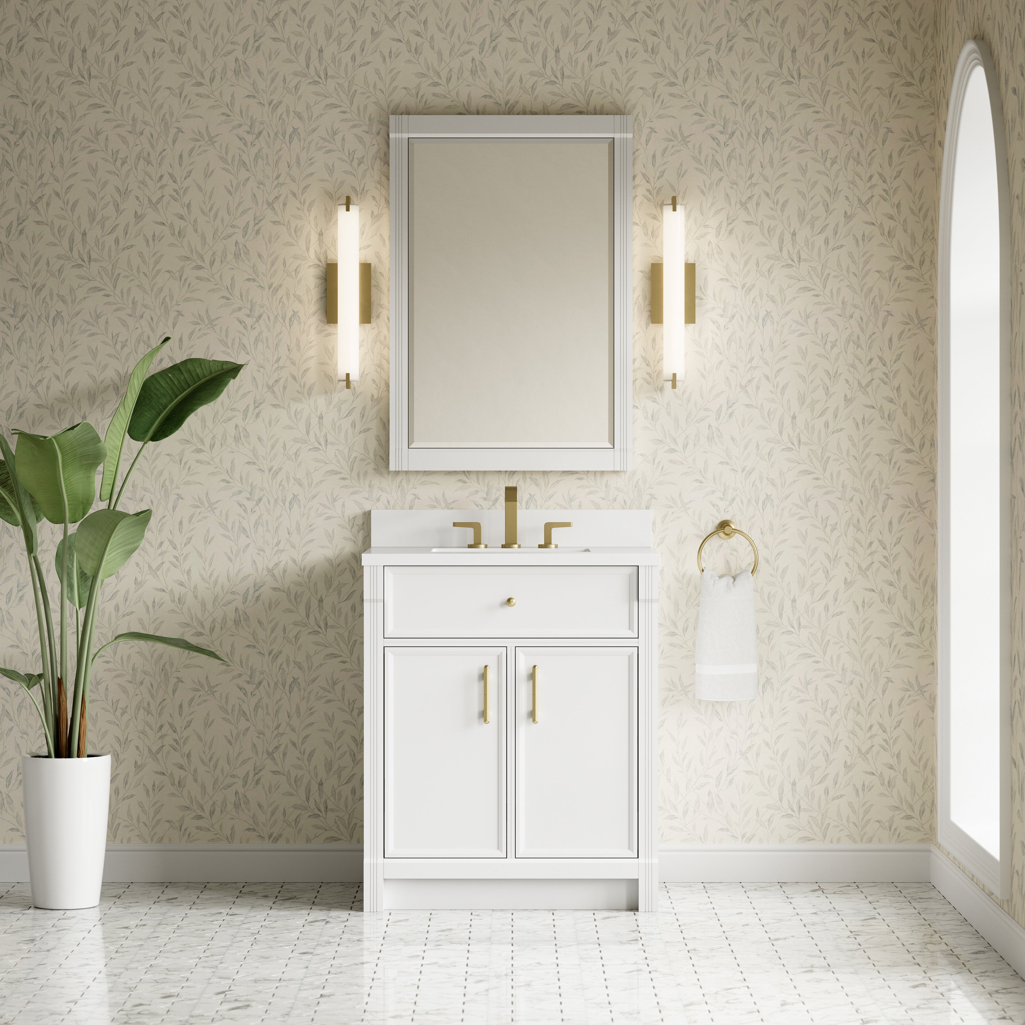 James Martin Bellshire 30" Single Vanity in Bright White with 3cm Countertop