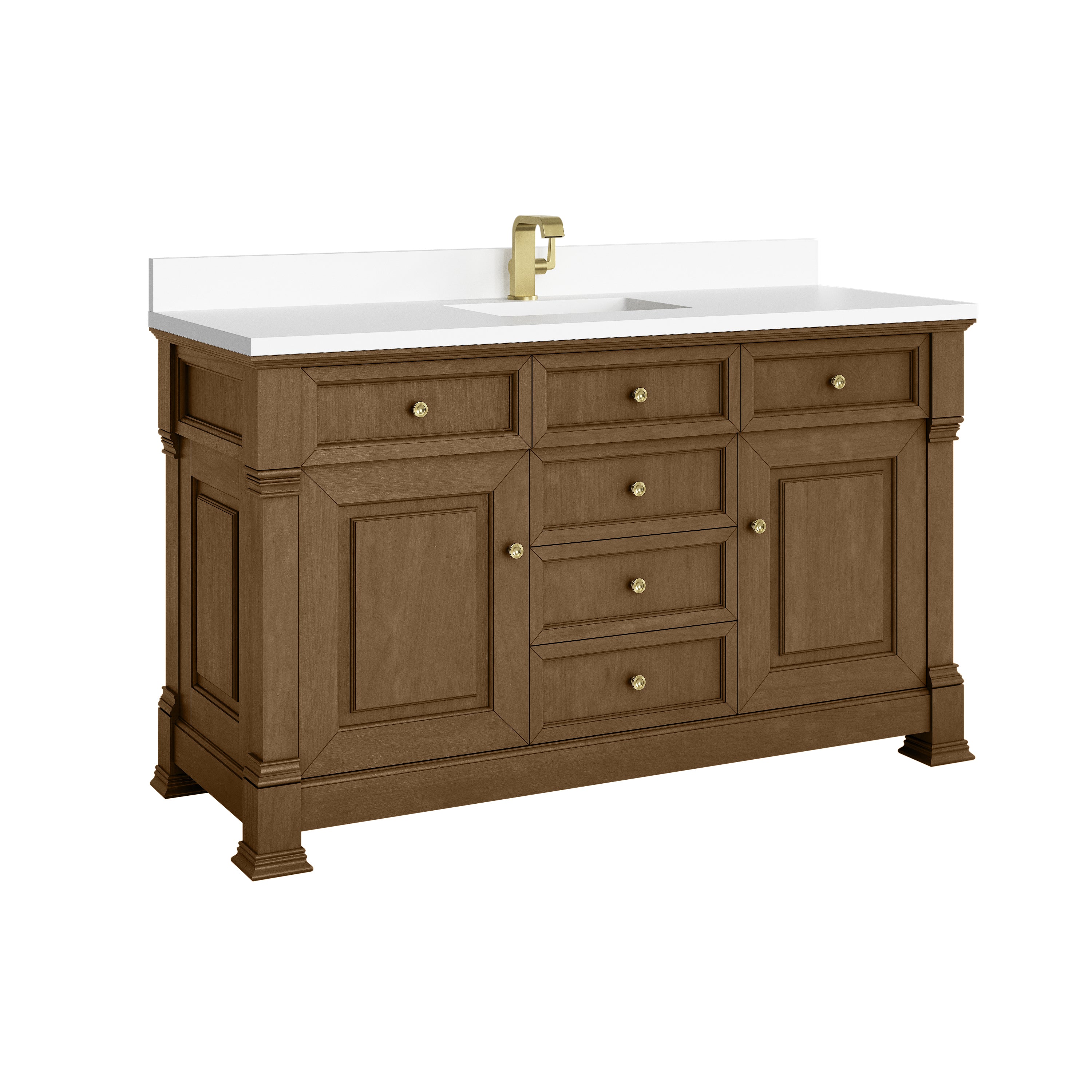 James Martin Brookfield 60" Single Vanity in Honey Oak with 3cm Countertop
