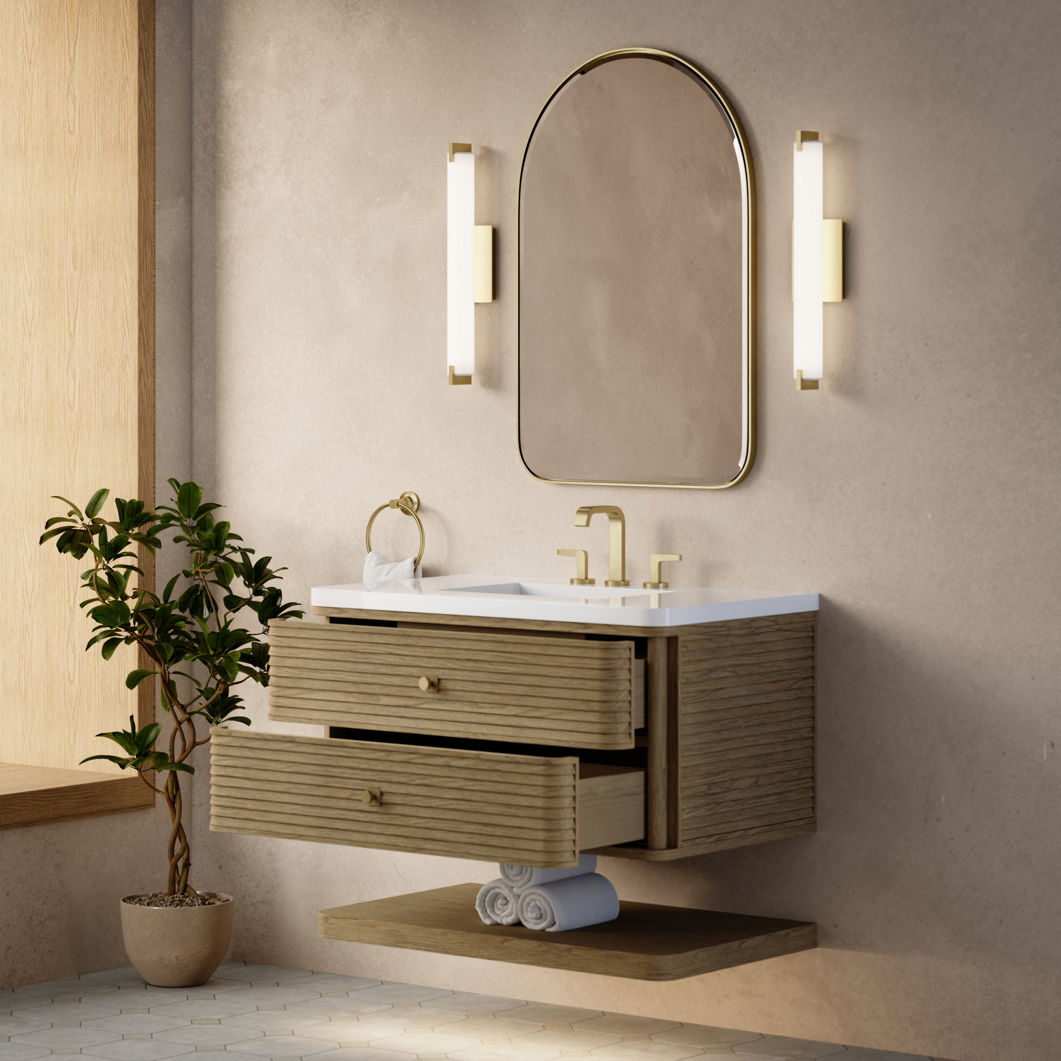 James Martin Allamari 36" Single Vanity in Dune Mist with 3cm Countertop