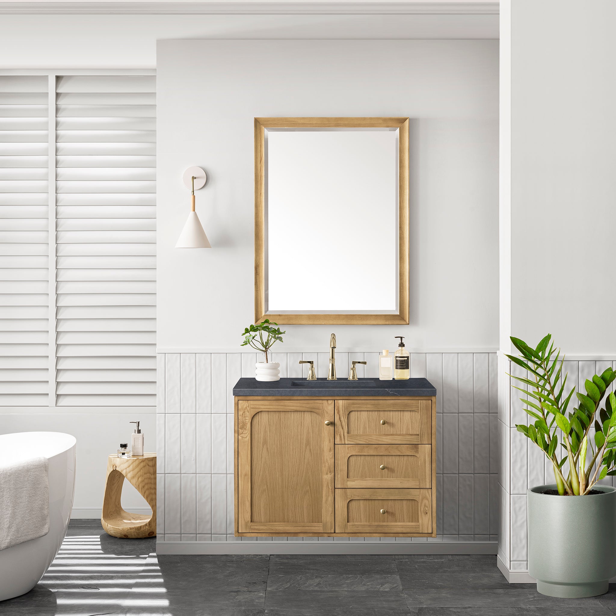 James Martin Laurent 36" Single Vanity in Light Natural Oak with 3cm Countertop