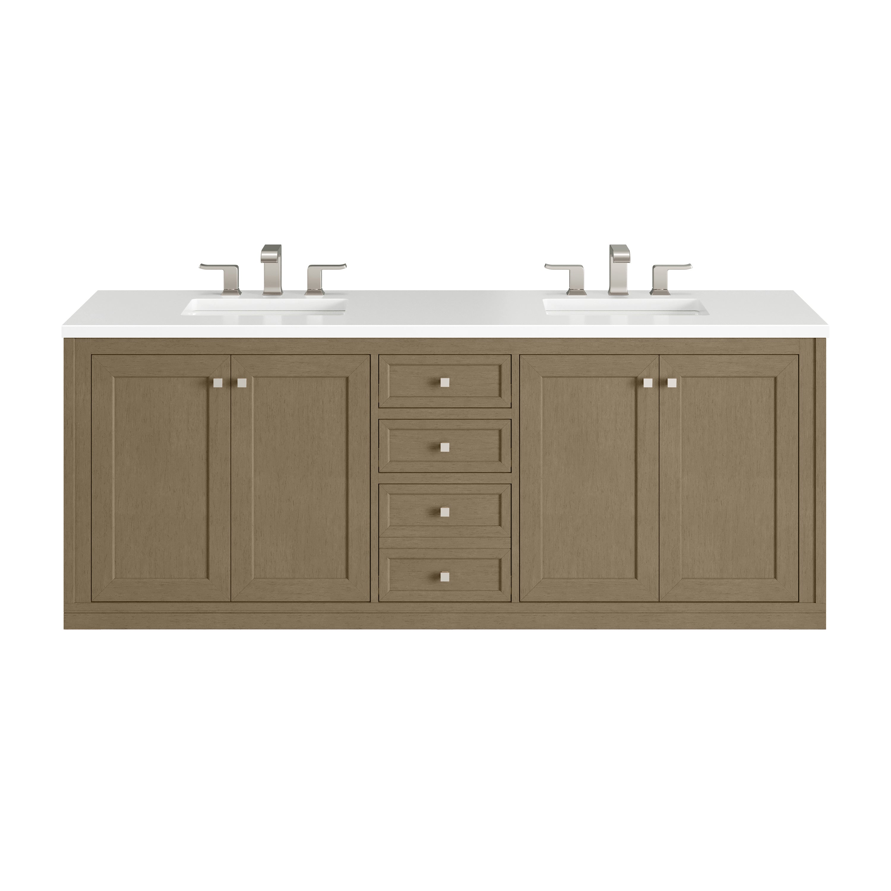 James Martin Chicago 72" Double Vanity in Walnut Whisper with 3cm Countertop
