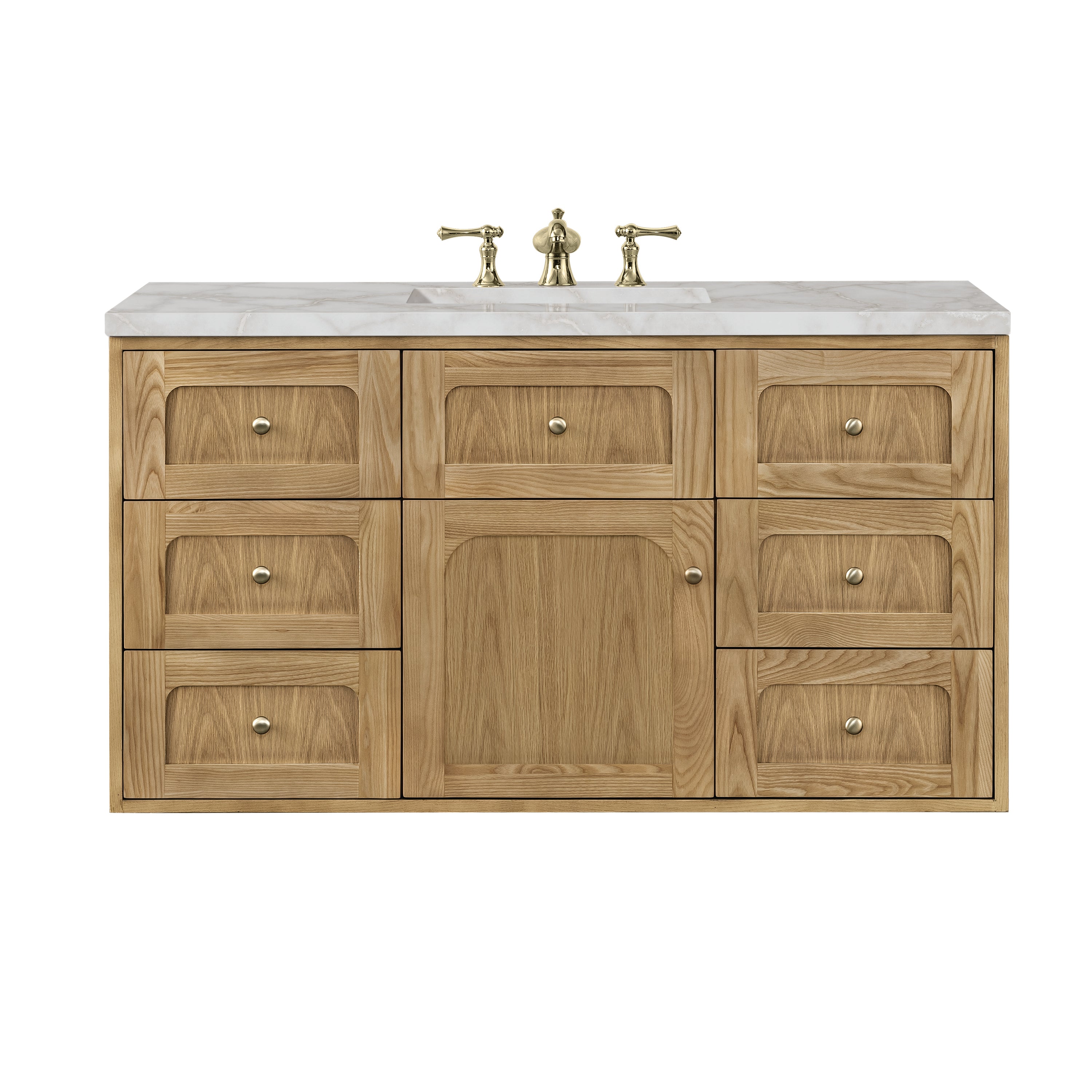 James Martin Laurent 48" Single Vanity in Light Natural Oak with 3cm Countertop and FreePower Wireless Charger