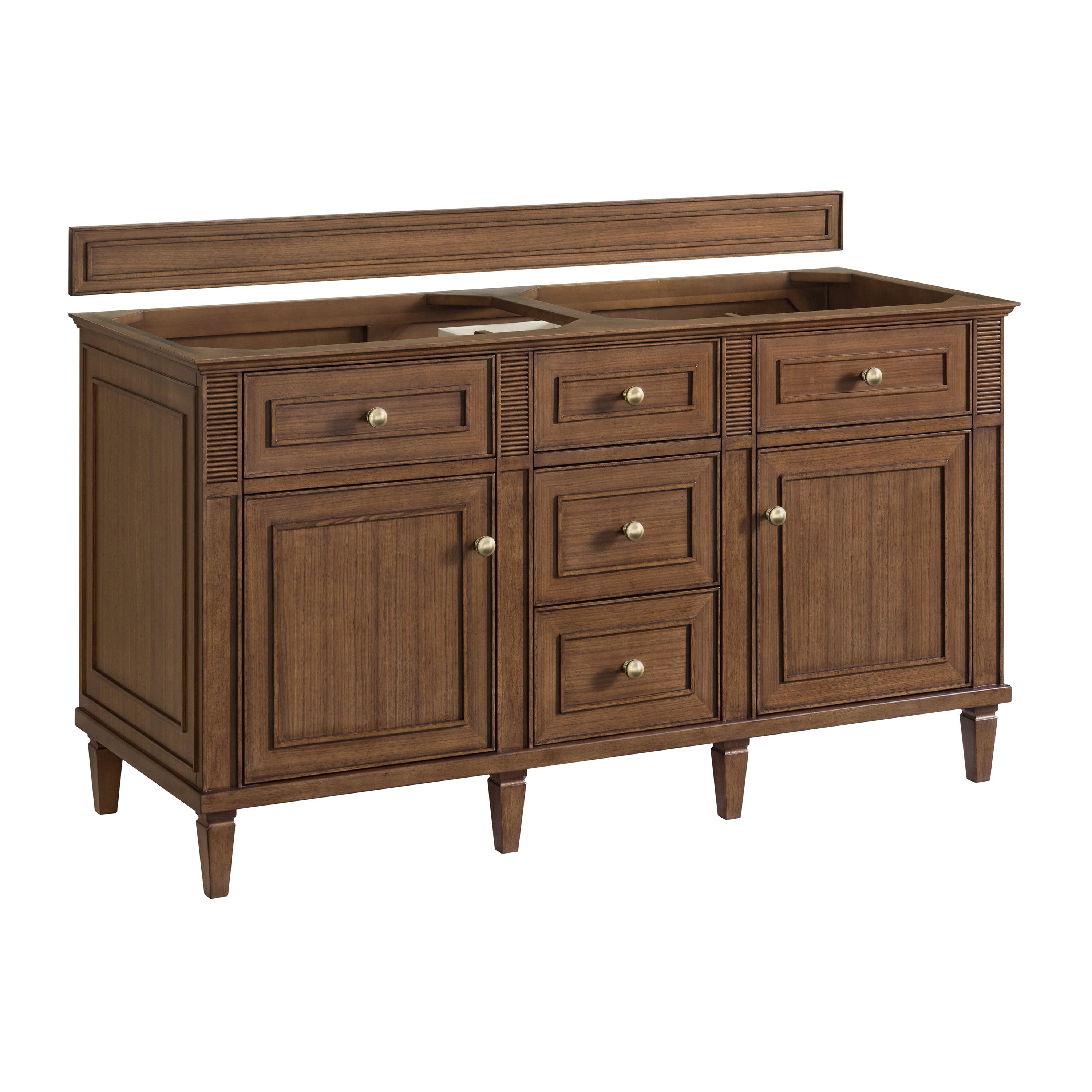 James Martin Lorelai 60" Double Vanity in Mid-Century Walnut with 3cm Countertop and FreePower Wireless Charger