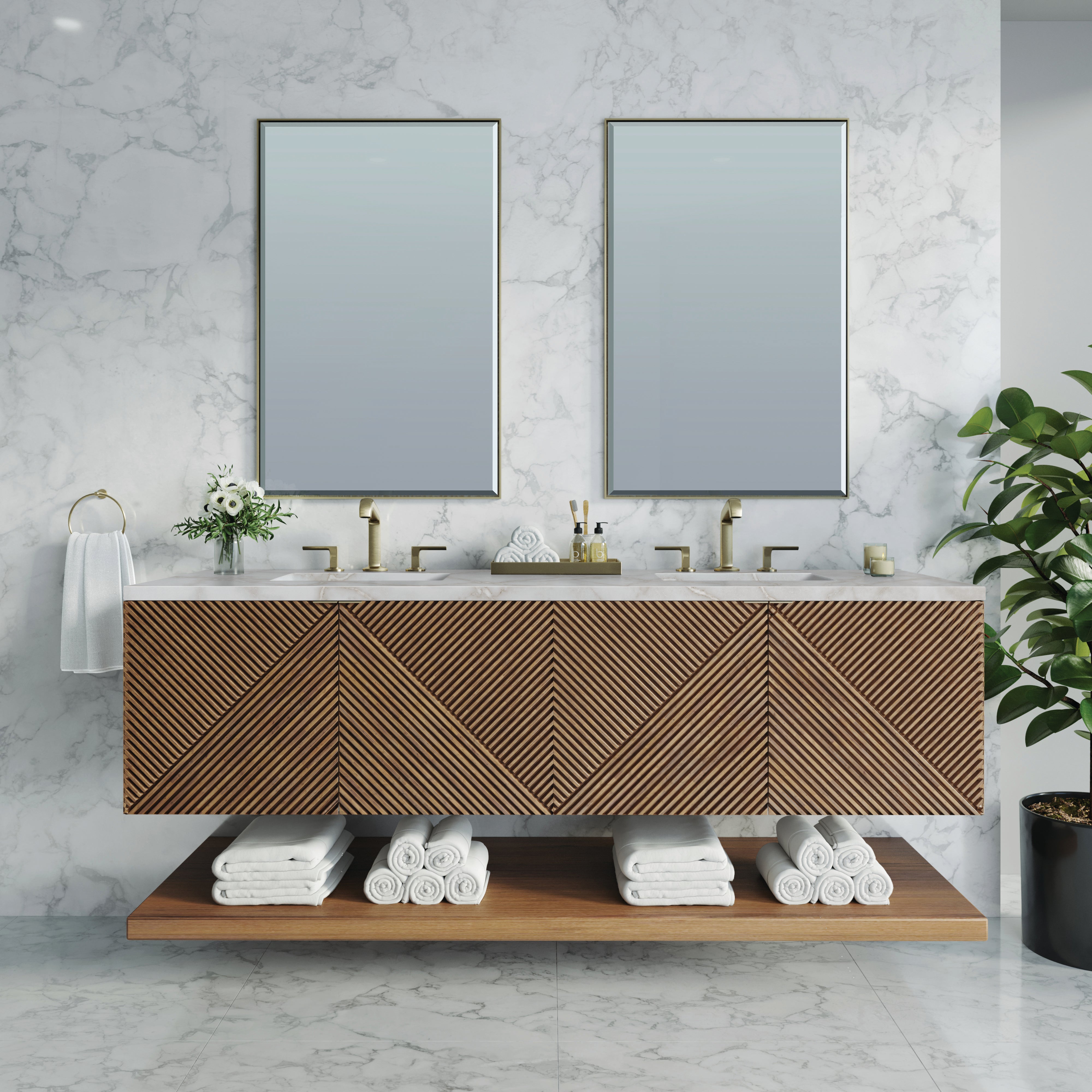 James Martin Marcello 72" Double Vanity in Chestnut with 3cm Countertop