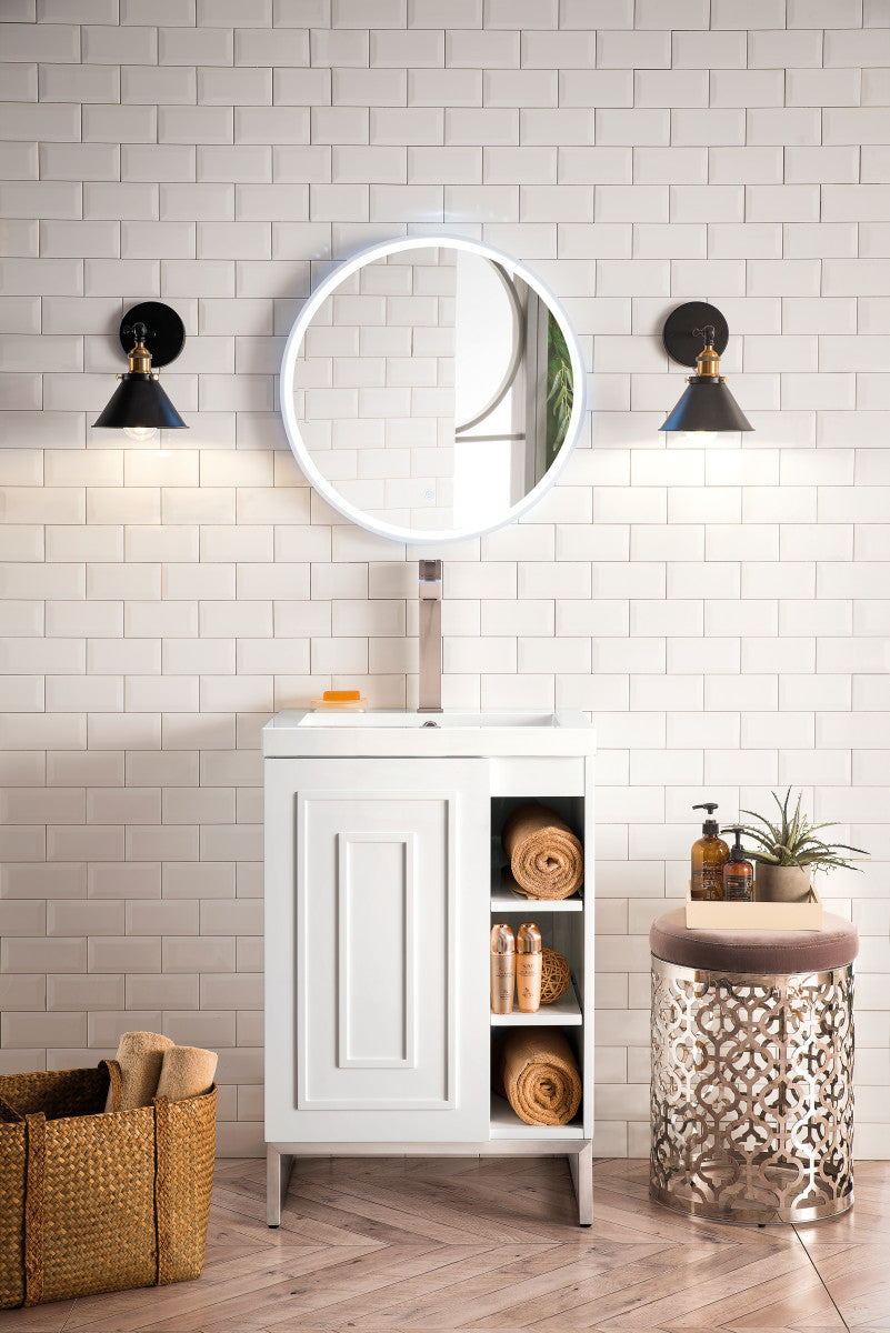 Alicante 24" Single Vanity with White Glossy Composite Stone Top