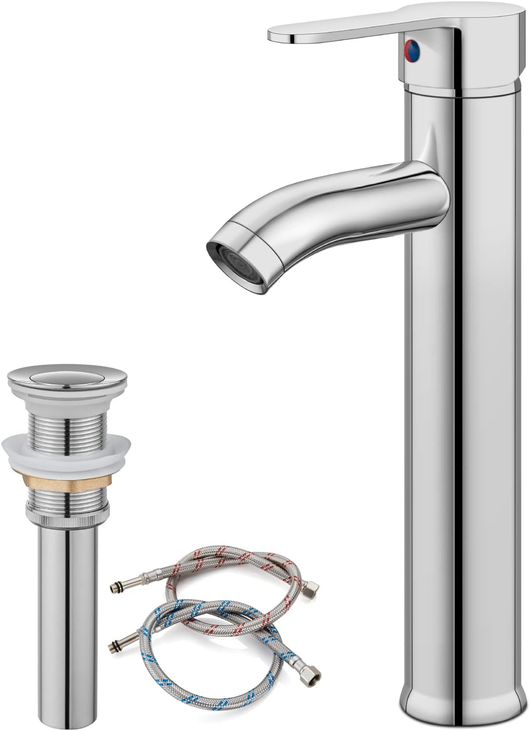 Chans Furniture Vessel FA-CHROME Polished Chrome Single-Handle Vessel Sink Faucet with Waterfall Spout for Elegant Bathrooms