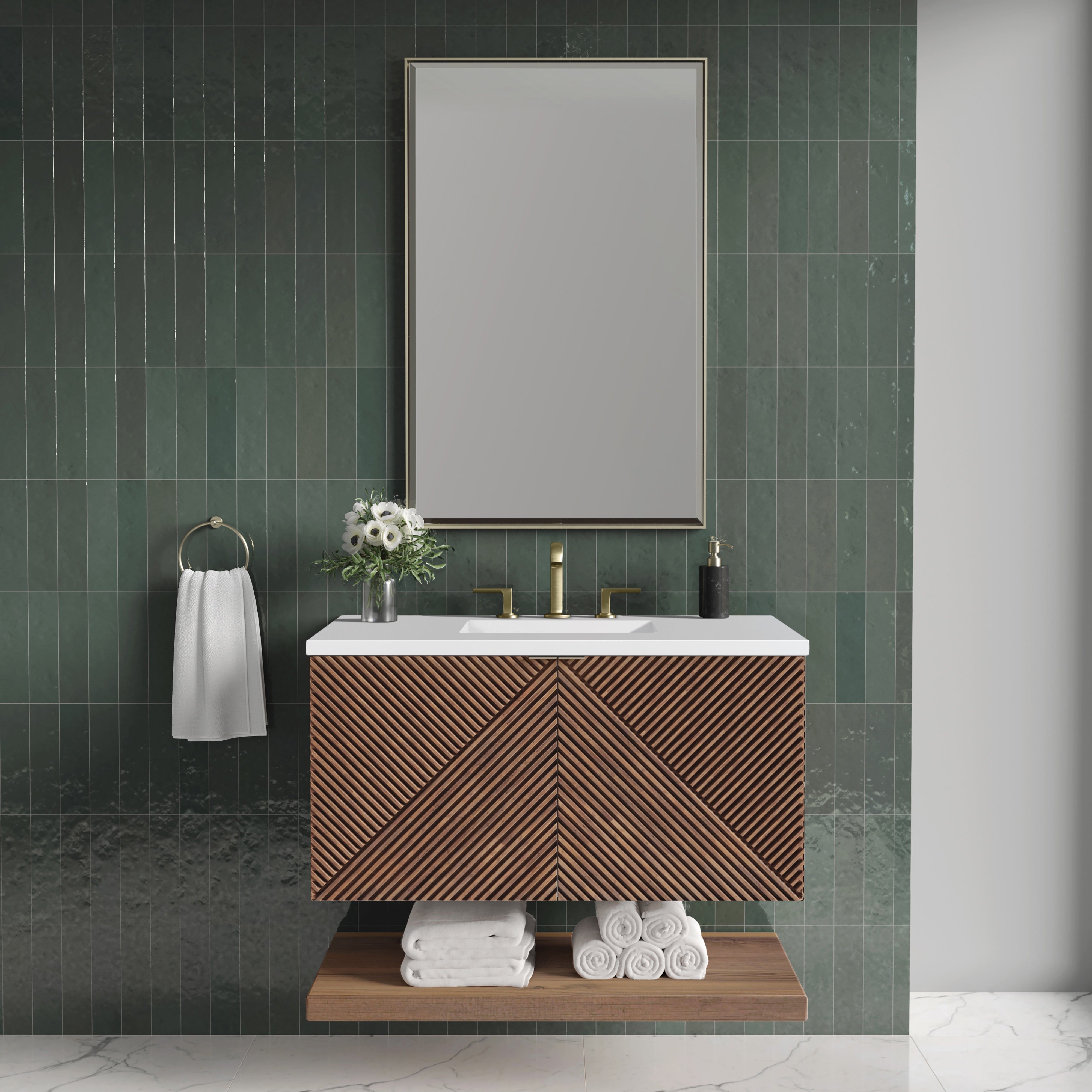 James Martin Marcello 36" Single Vanity in Chestnut with 3cm Countertop