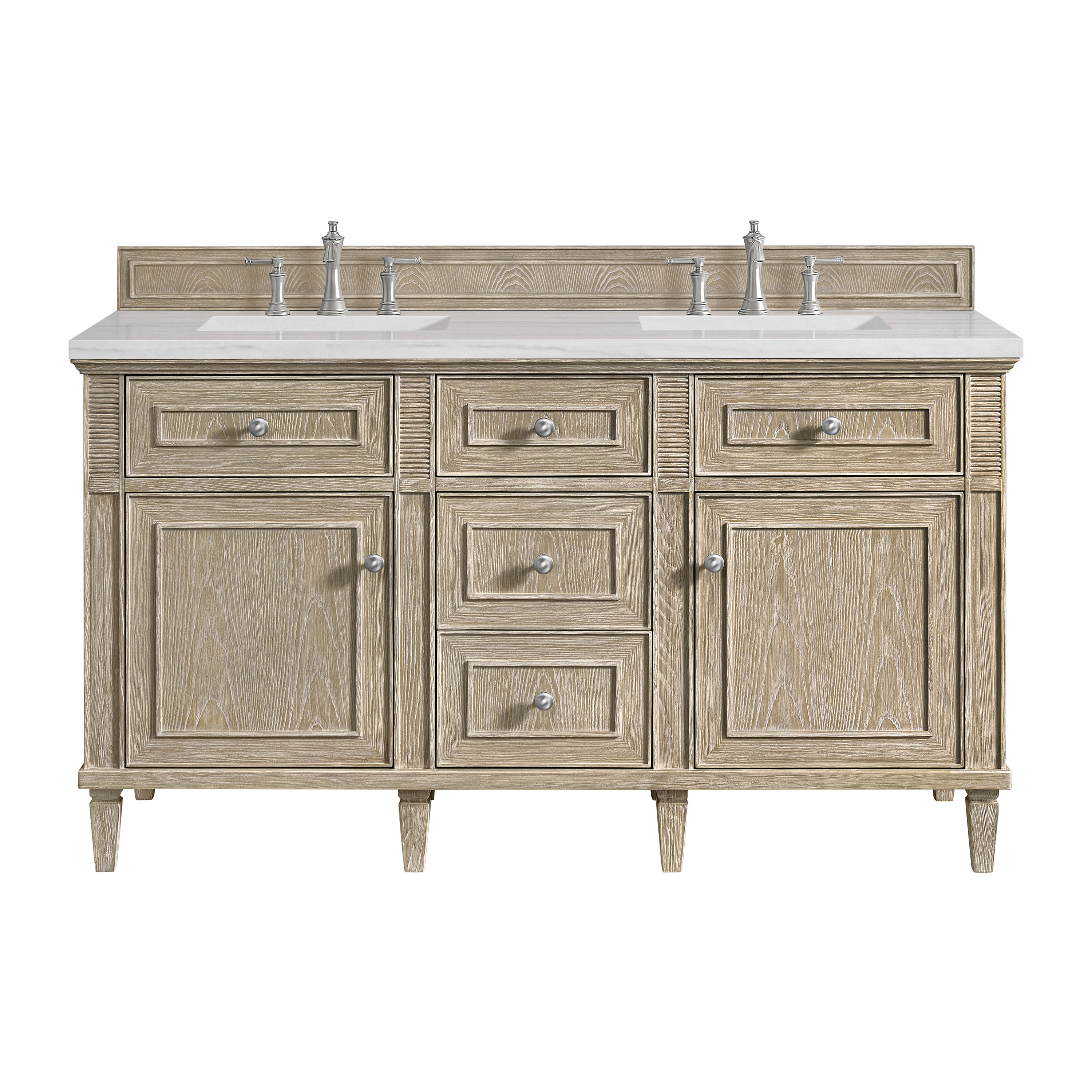 James Martin Lorelai 60" Double Vanity in Whitewashed Oak with 3cm Countertop