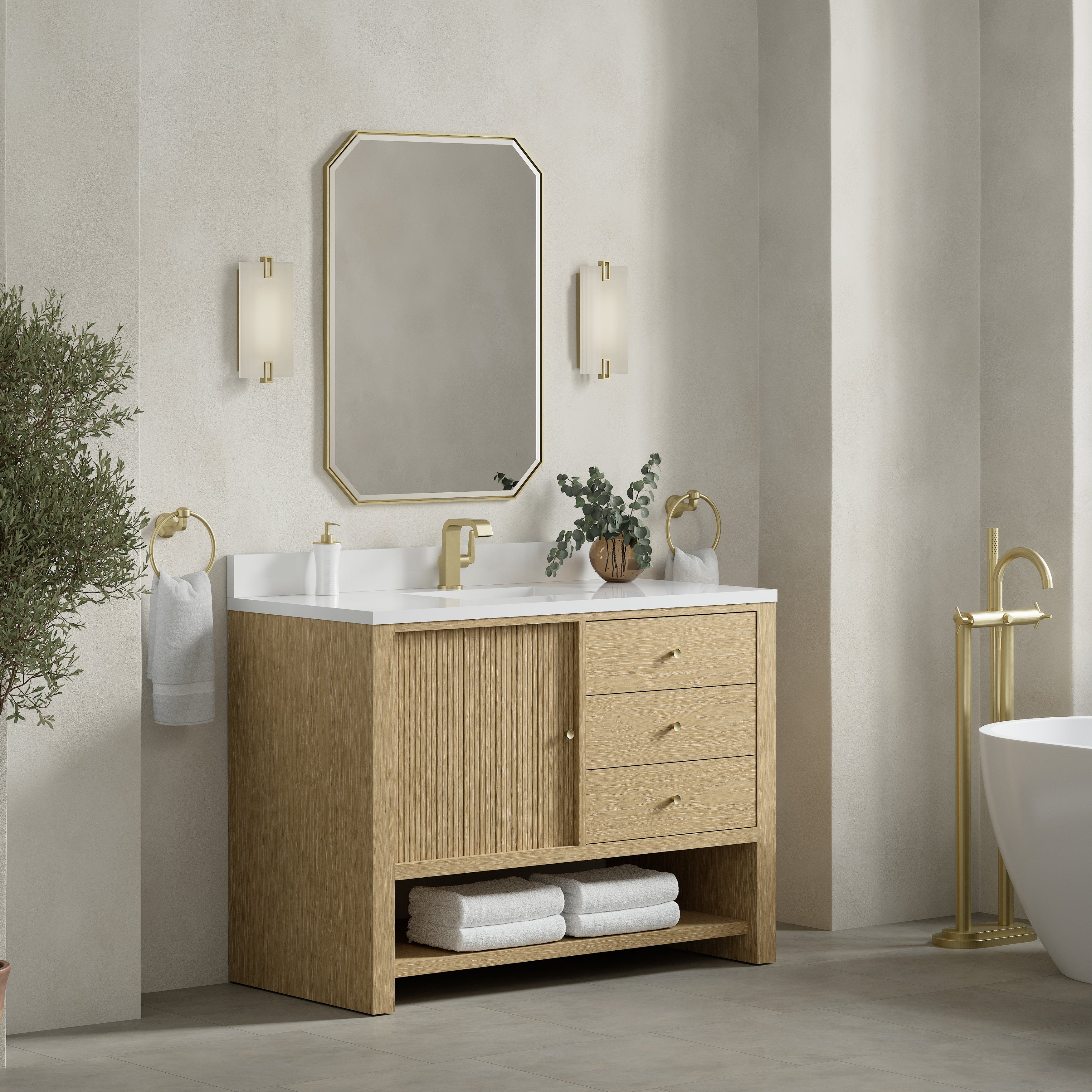 James Martin Marigot 48" Single Vanity in Sunwashed Oak with 3cm Countertop