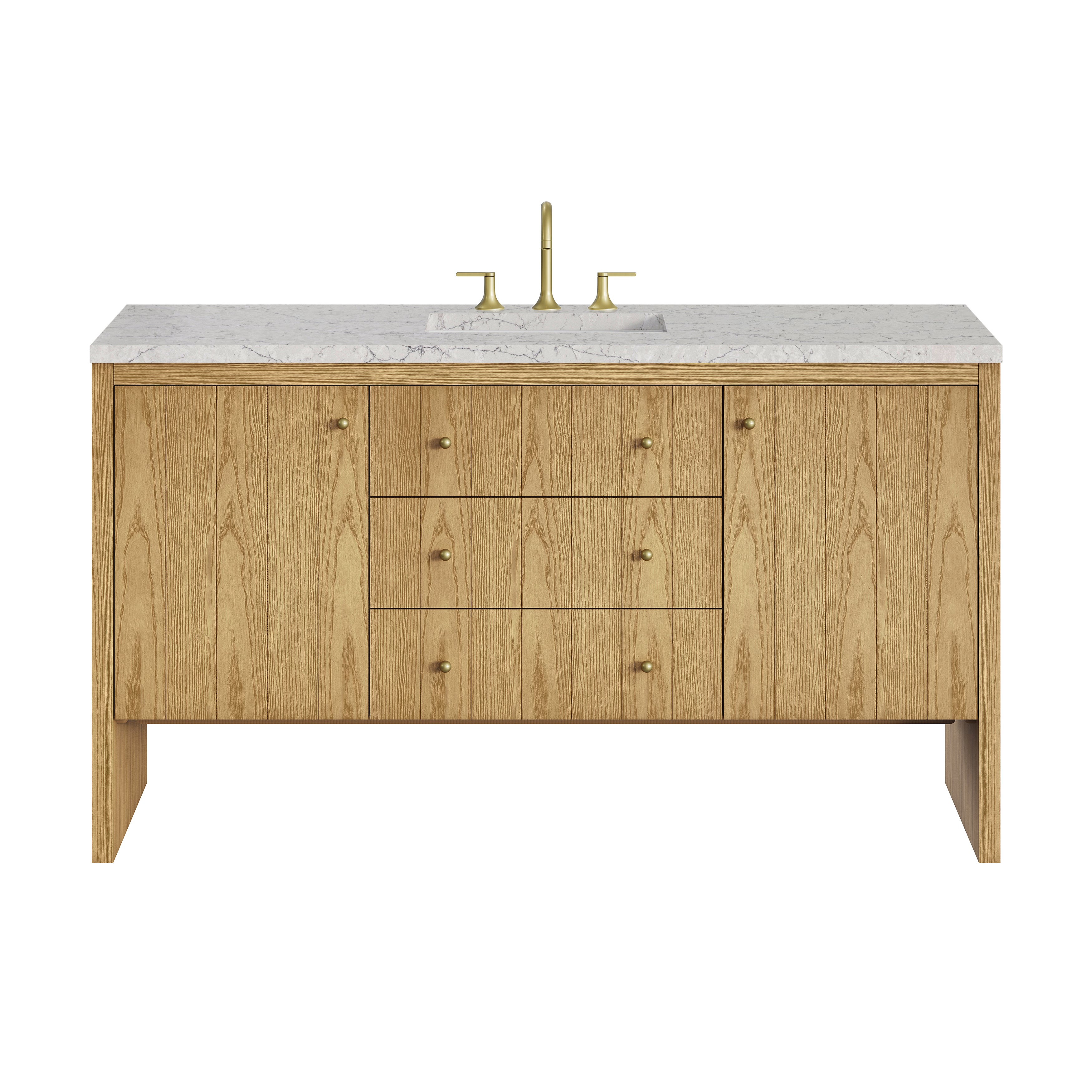 James Martin Hudson 60" Single Vanity in Light Natural Oak with 3cm Countertop