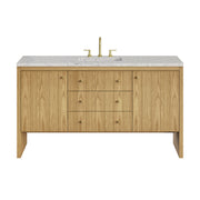 James Martin Hudson 60" Single Vanity in Light Natural Oak with 3cm Countertop and FreePower Wireless Charger